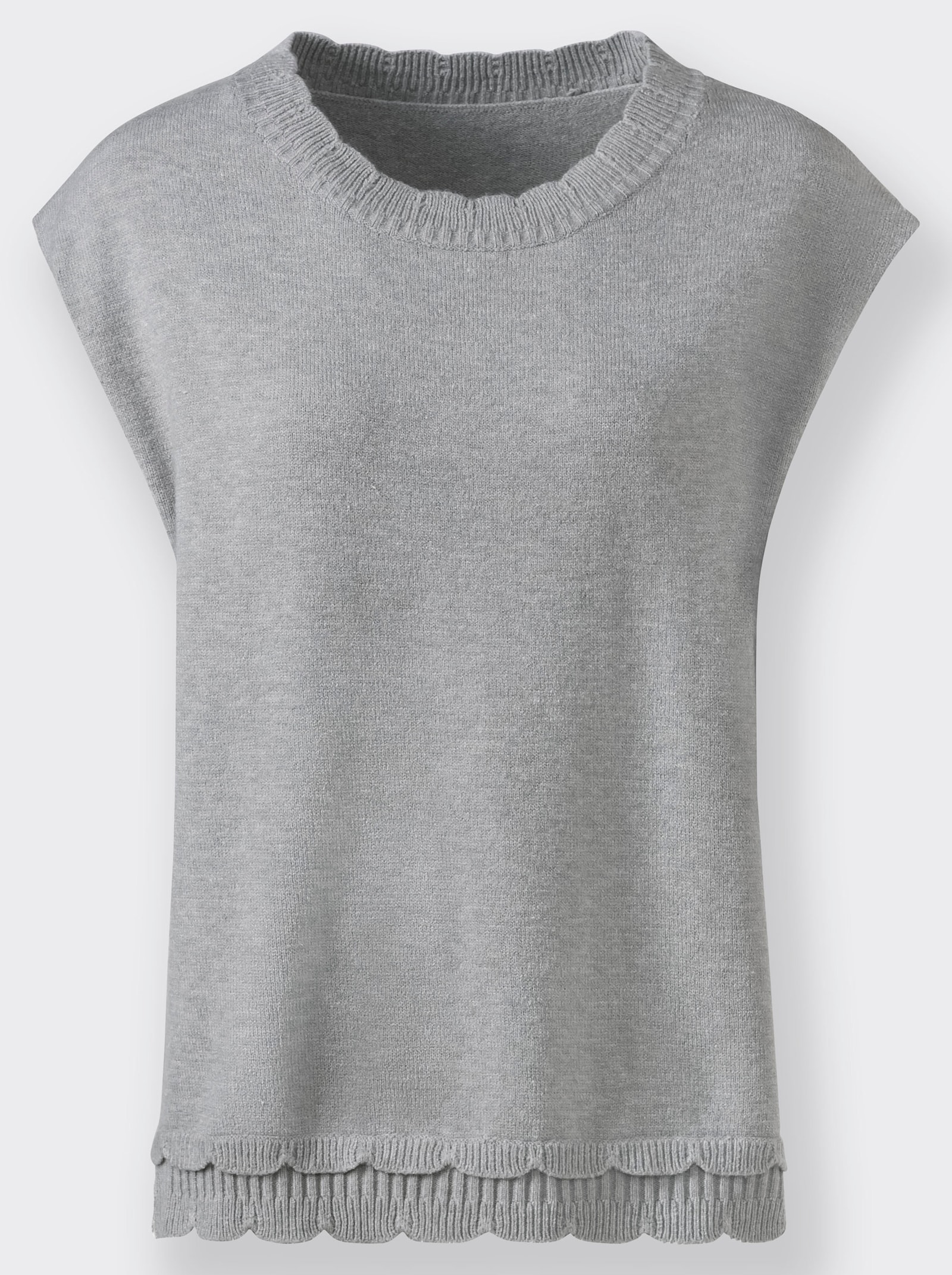 Pullunder mit gebogten Abschlüssen - steingrau-meliert
