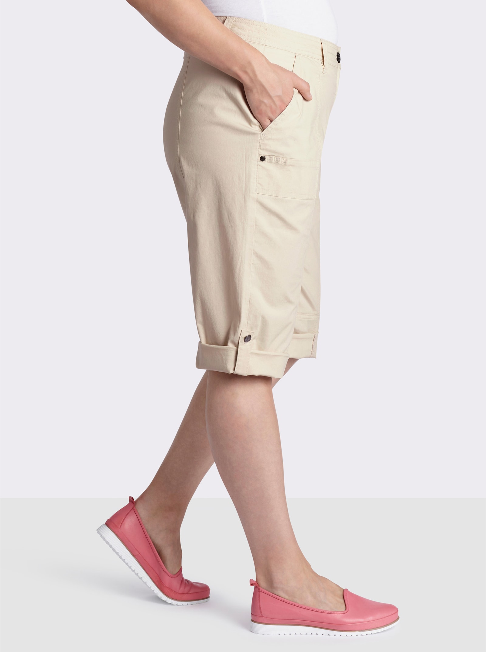 sheego Bermudas mit Krempelfunktion - sand