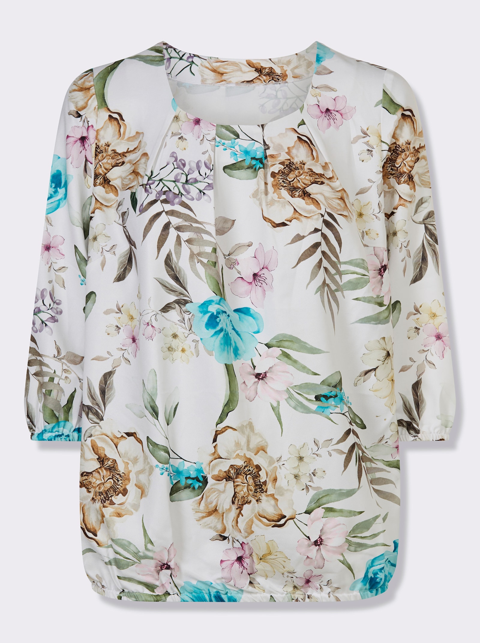 Druckbluse - ecru-rosé-bedruckt