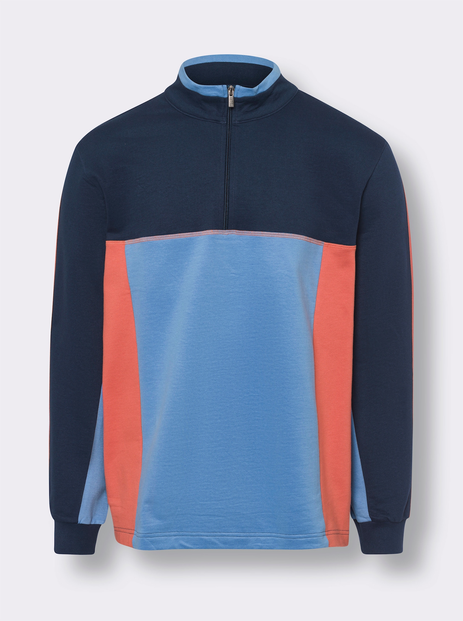 Sweatshirt mit Kontrastnähten - dunkelblau-himmelblau