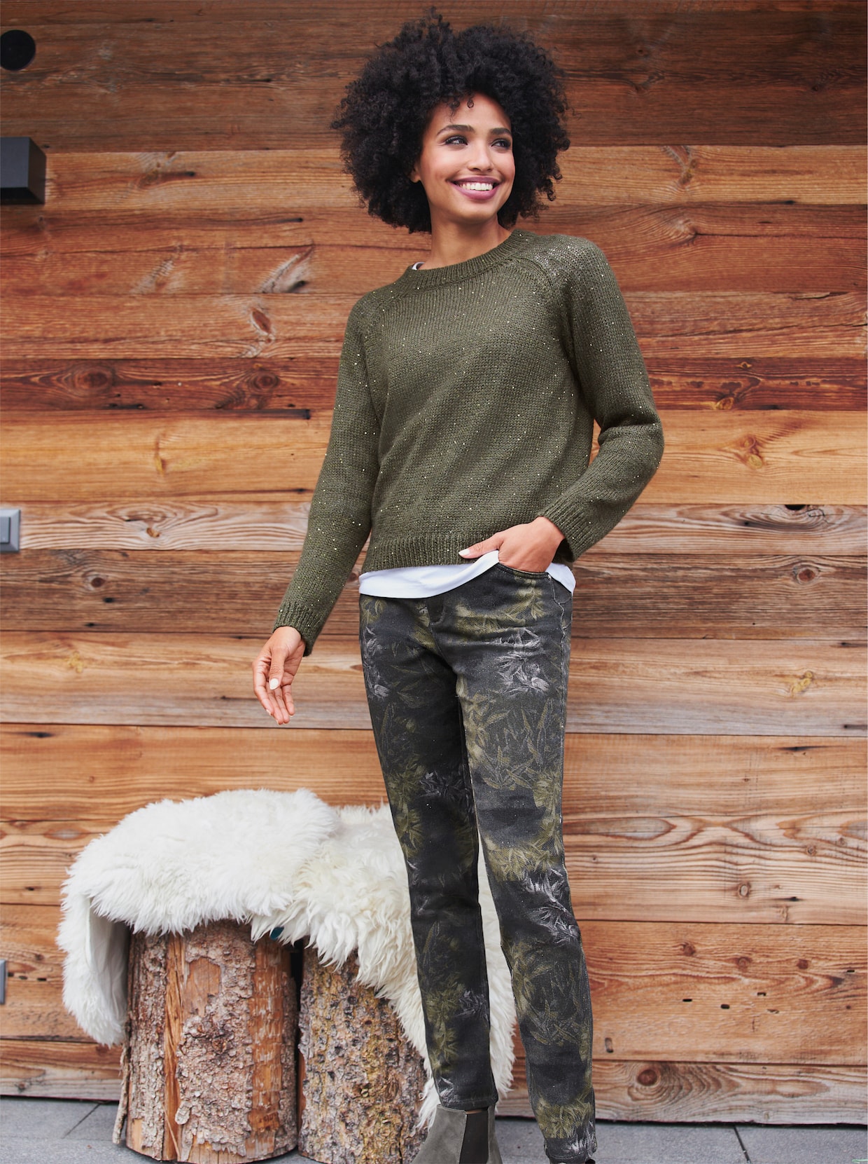 heine Pullover - khaki-meliert