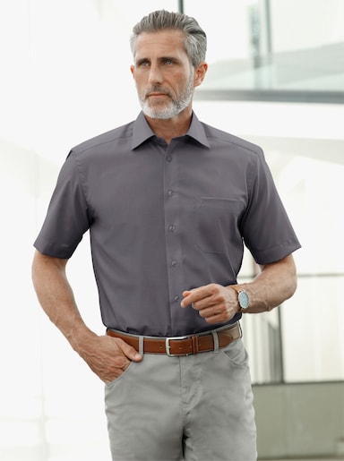 Marco Donati Langarmhemd in bügelfreier Qualität - anthrazit