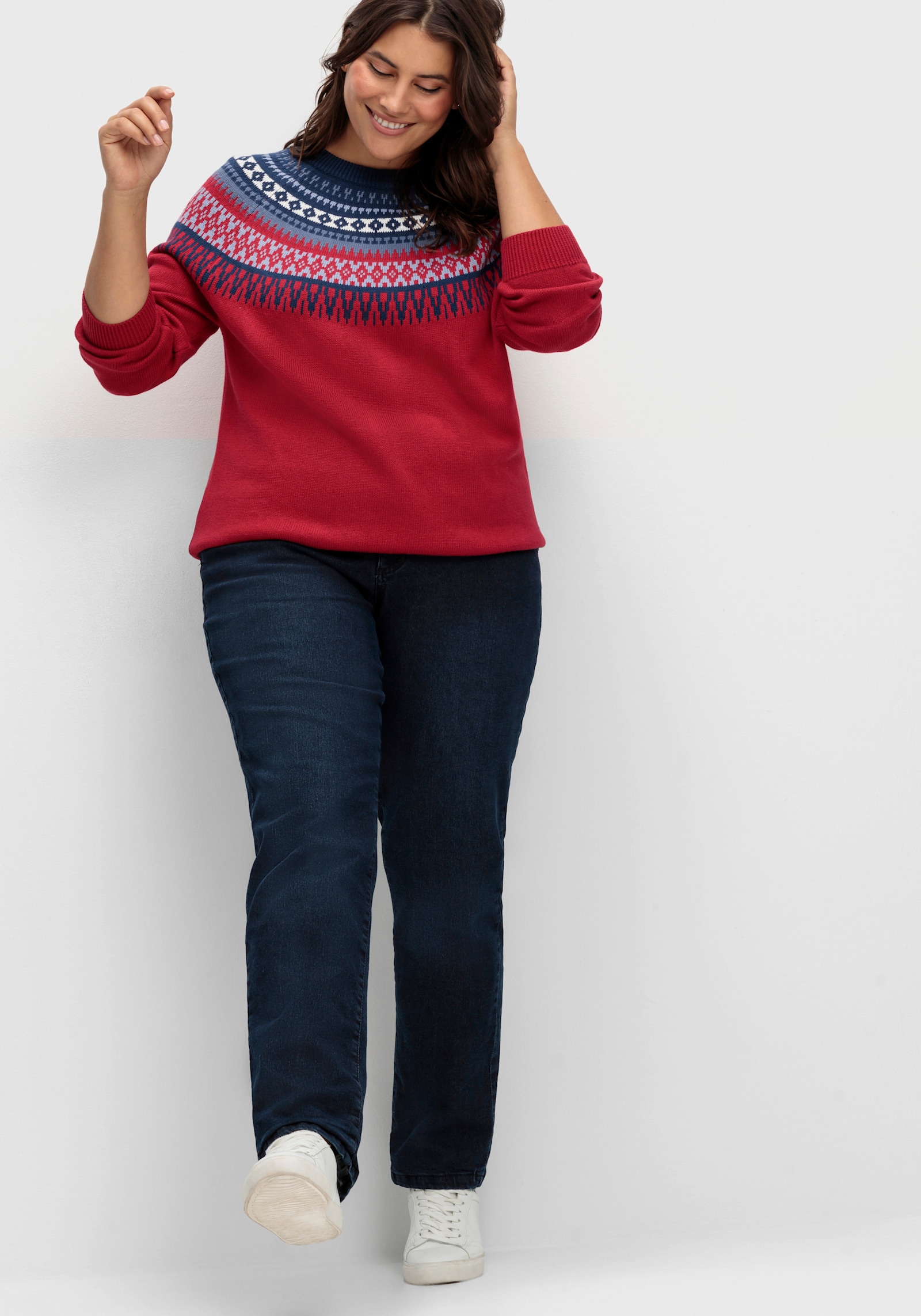 Thermojeans mit kariertem Futter - dark blue-denim