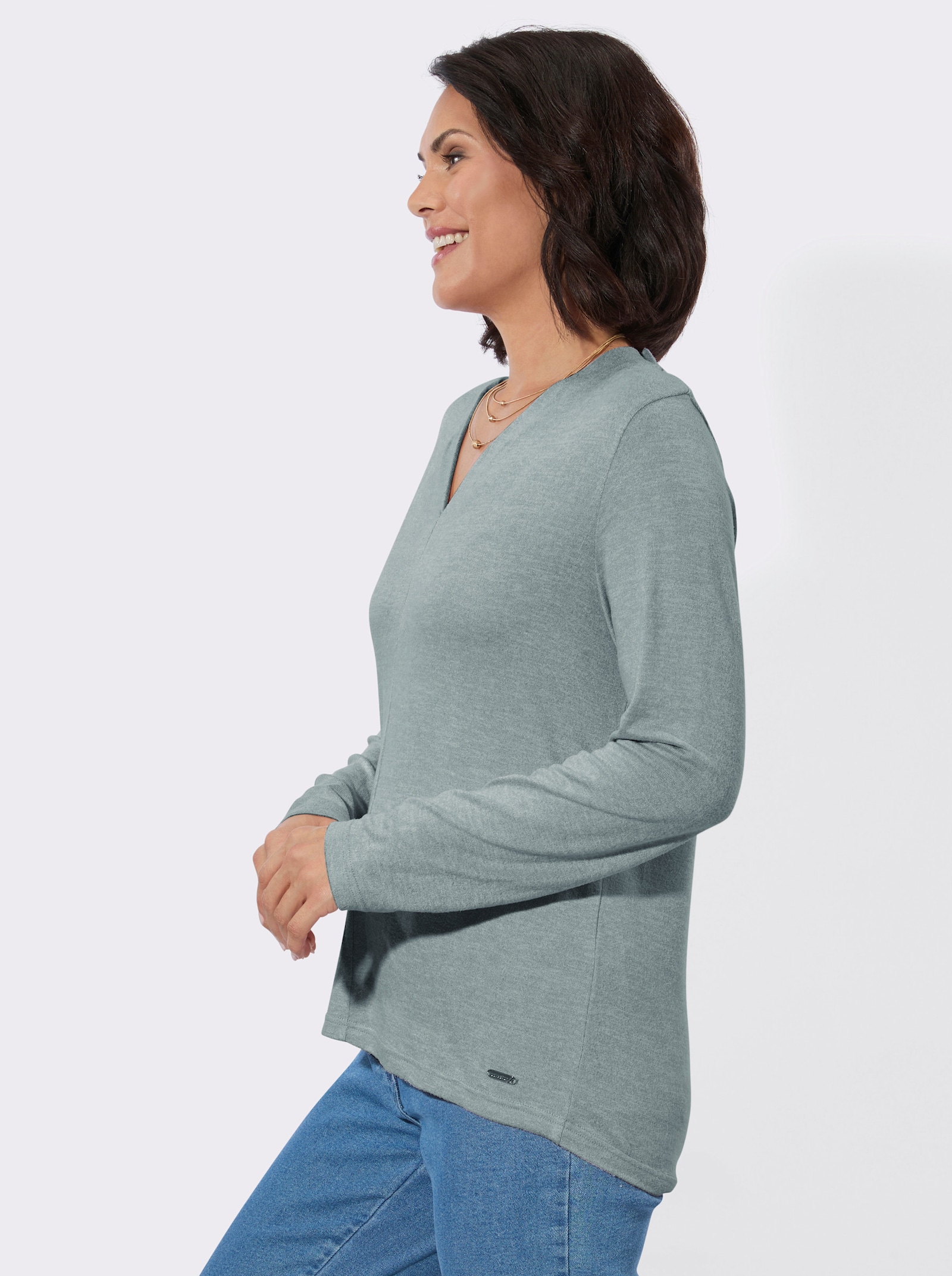 Winter-Shirt - jade-meliert