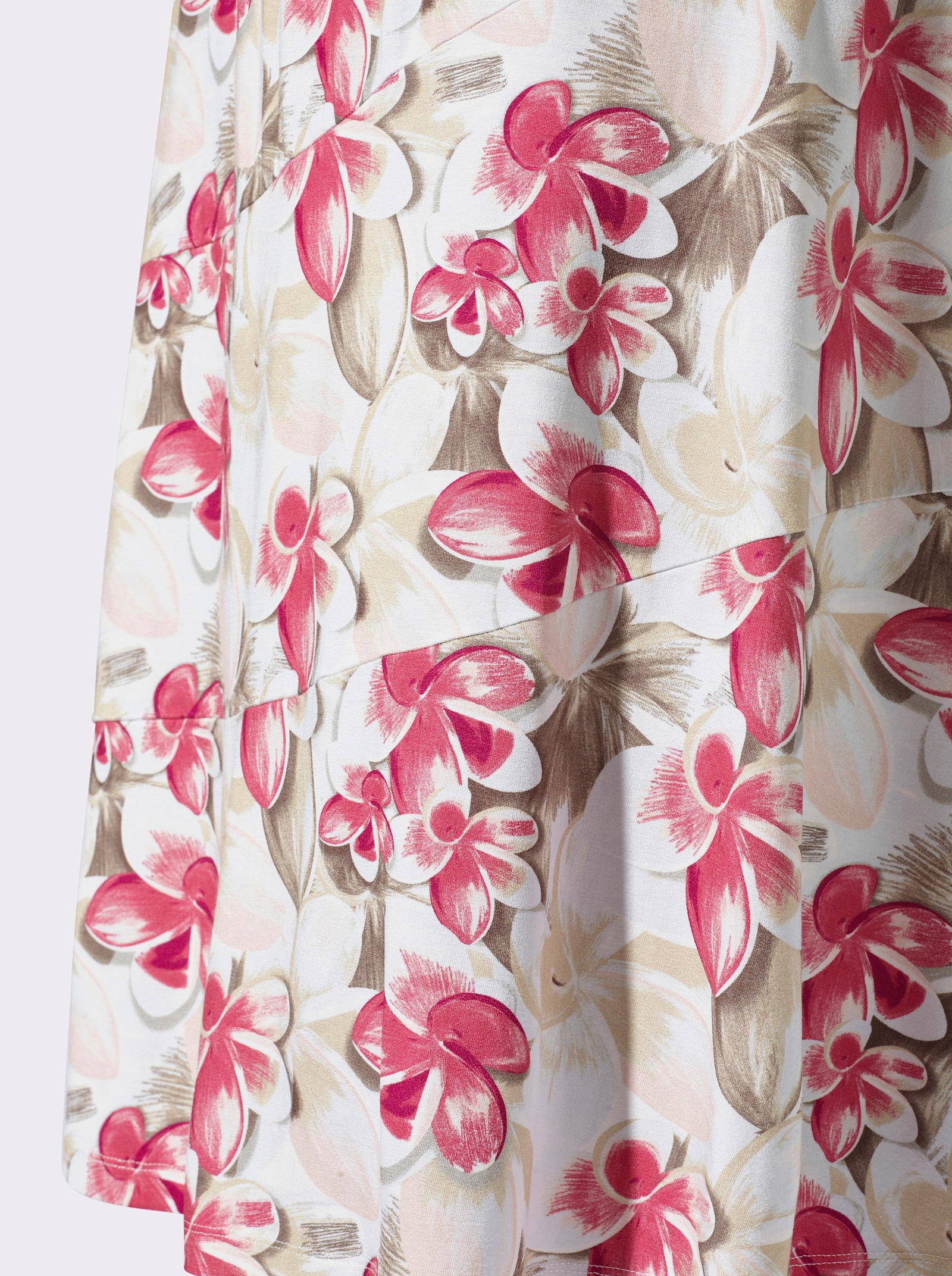 Bahnenrock im floralen Dessin - ecru-fuchsia-bedruckt