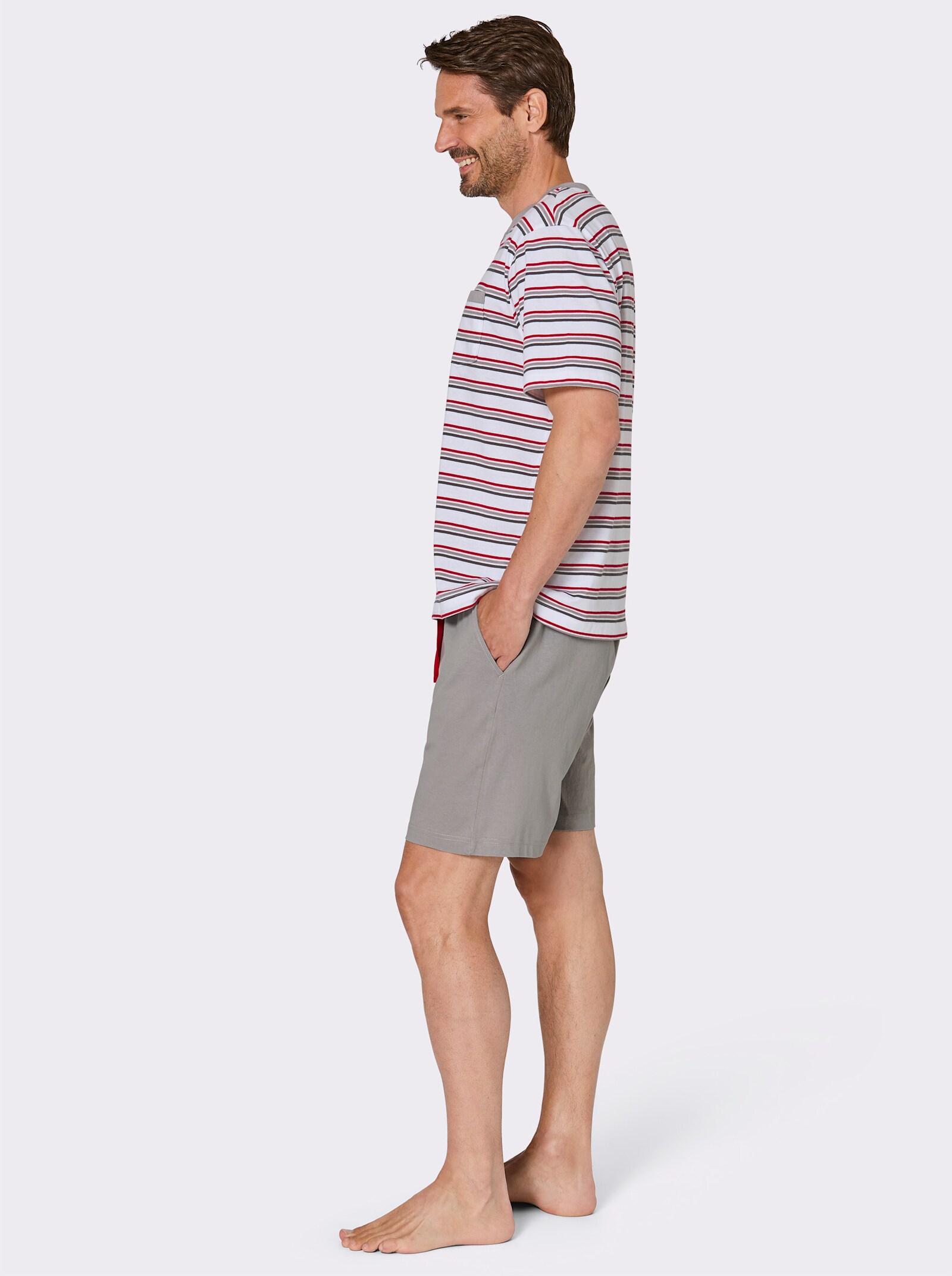 wäschepur men Shorty - grau-weiß