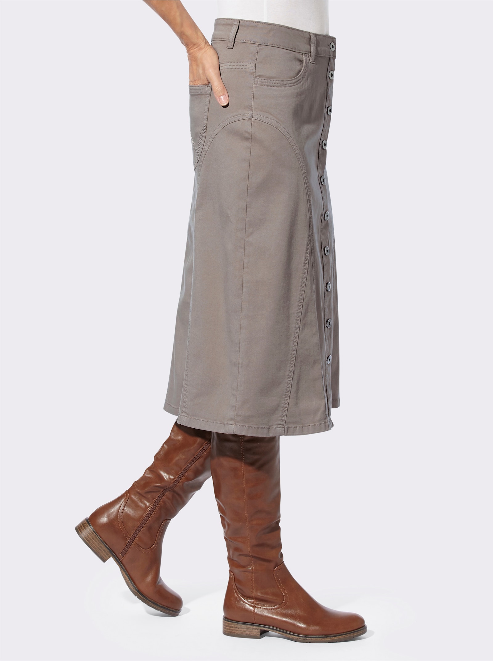 Jeansrok van stretchmateriaal - taupe