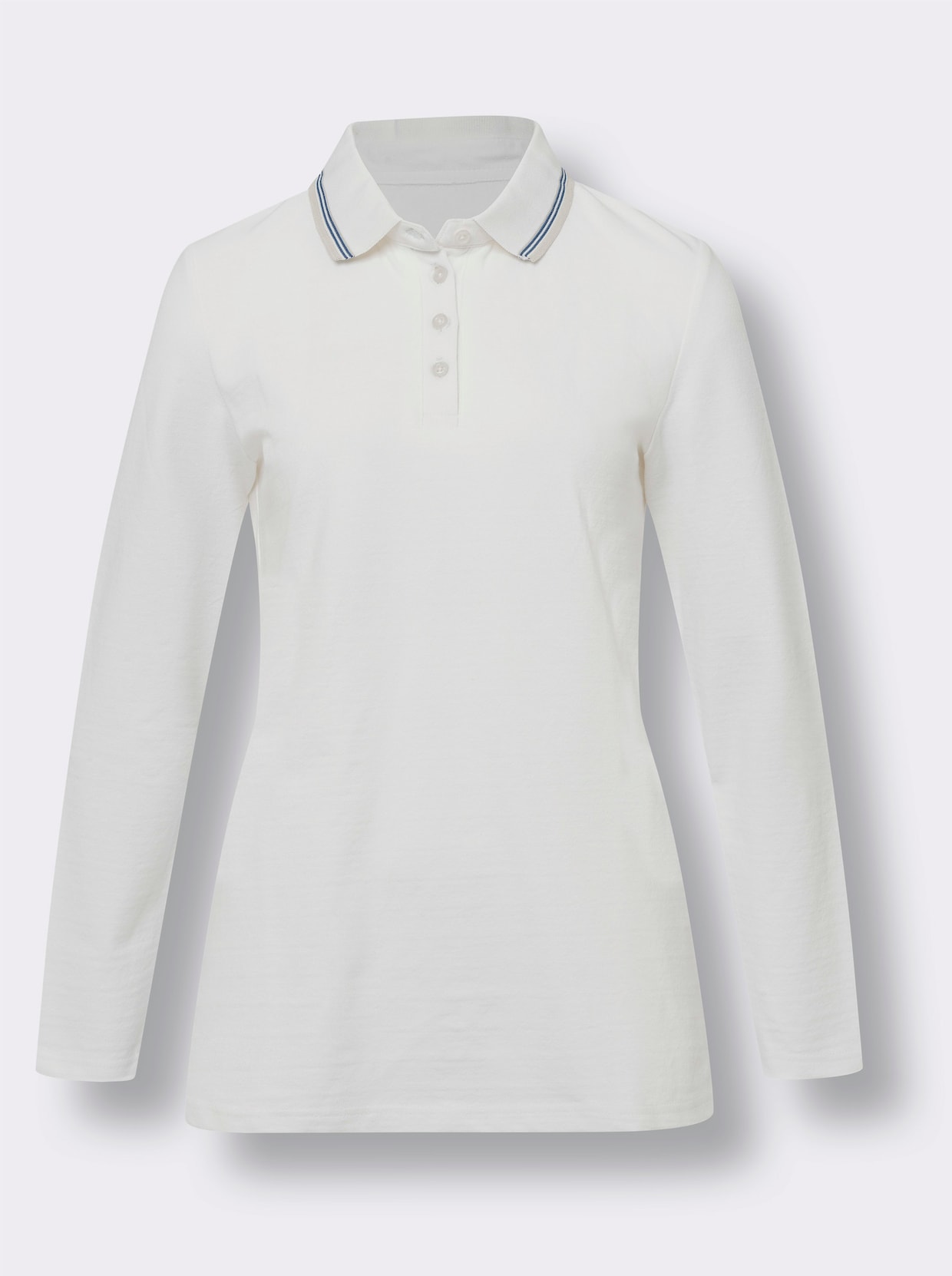 Langarm-Poloshirt - weiss