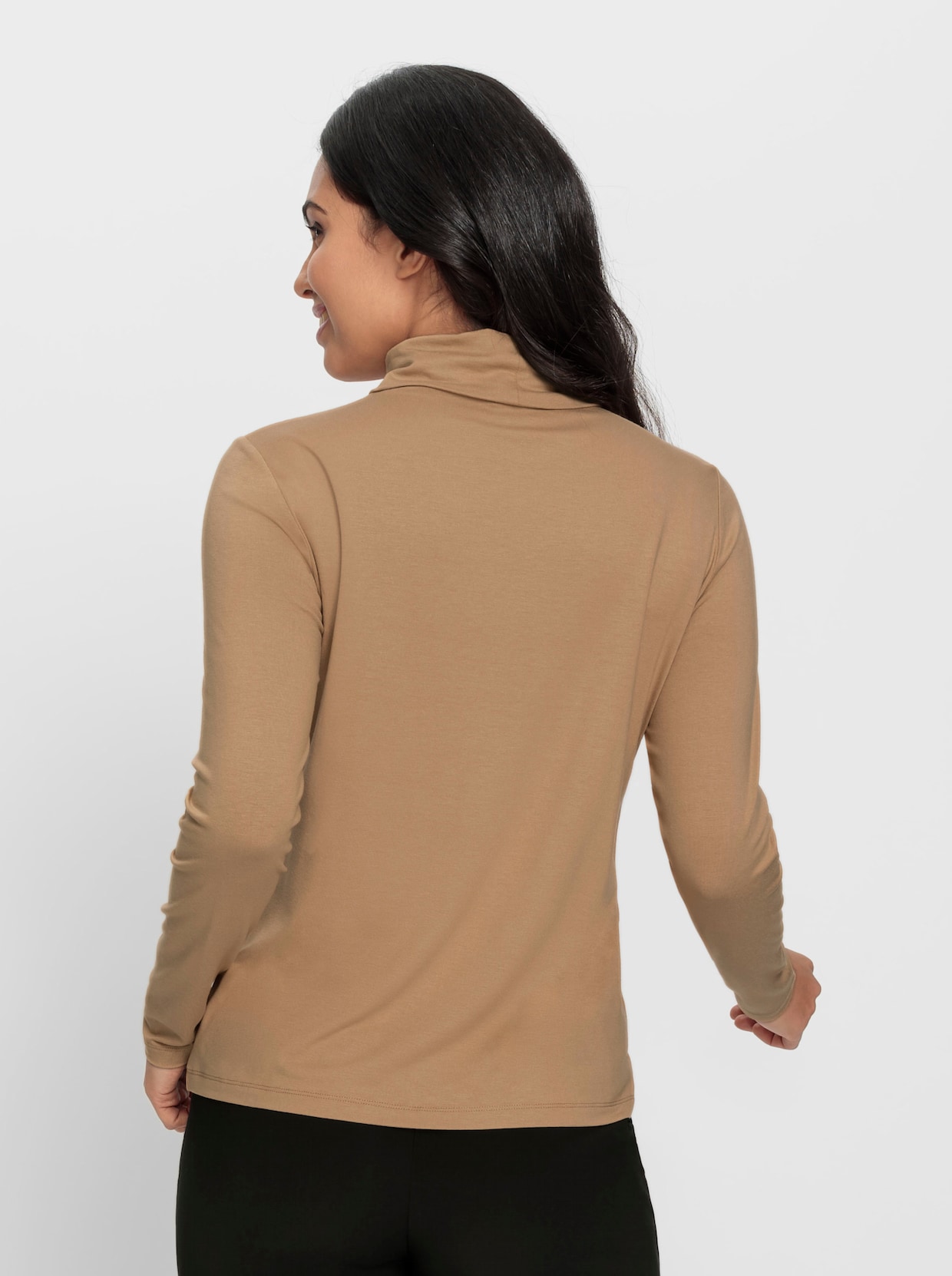 Shirt met rolkraag - camel