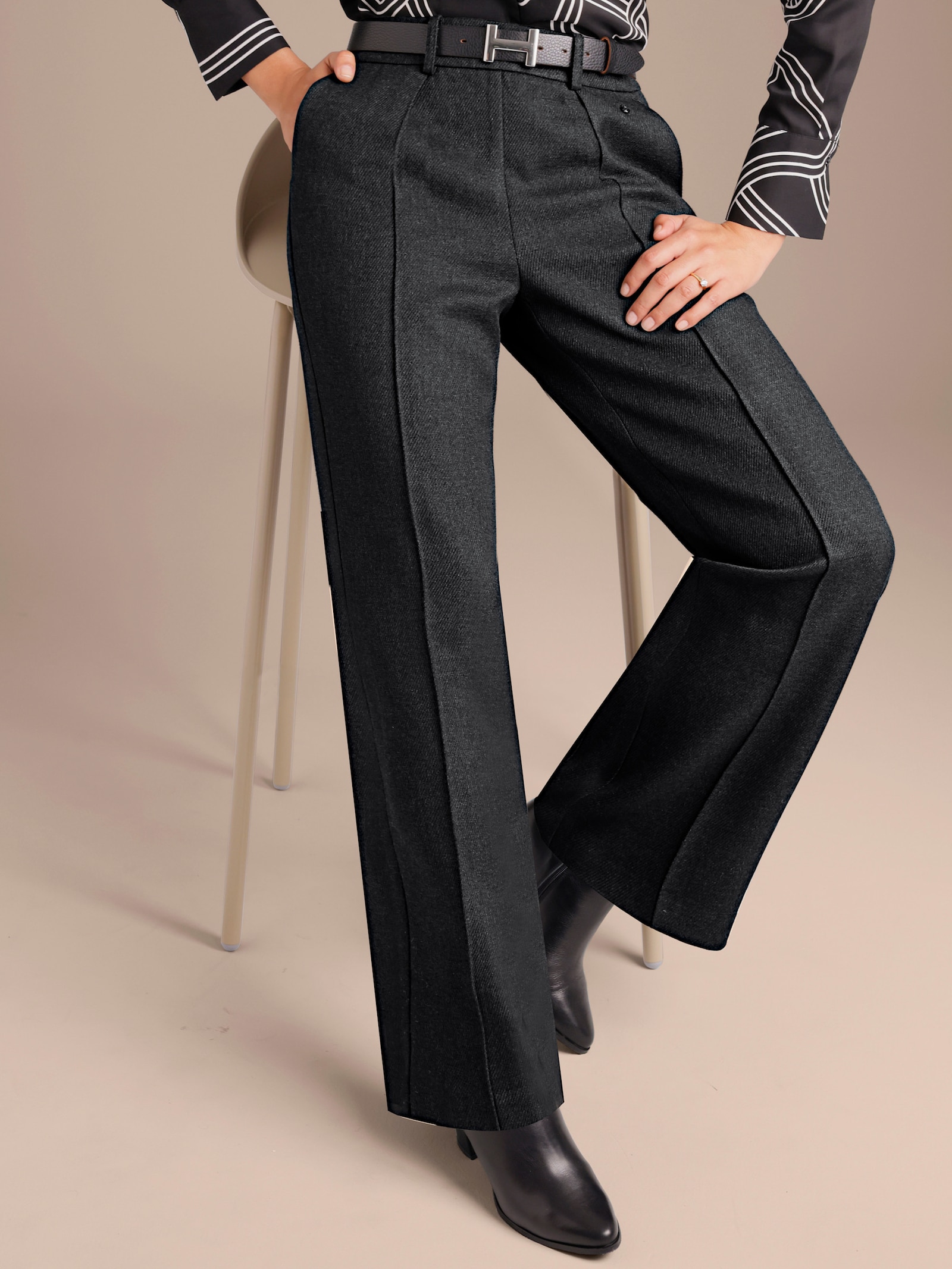 CREATION L PREMIUM Marlene-Hose - schwarz-meliert