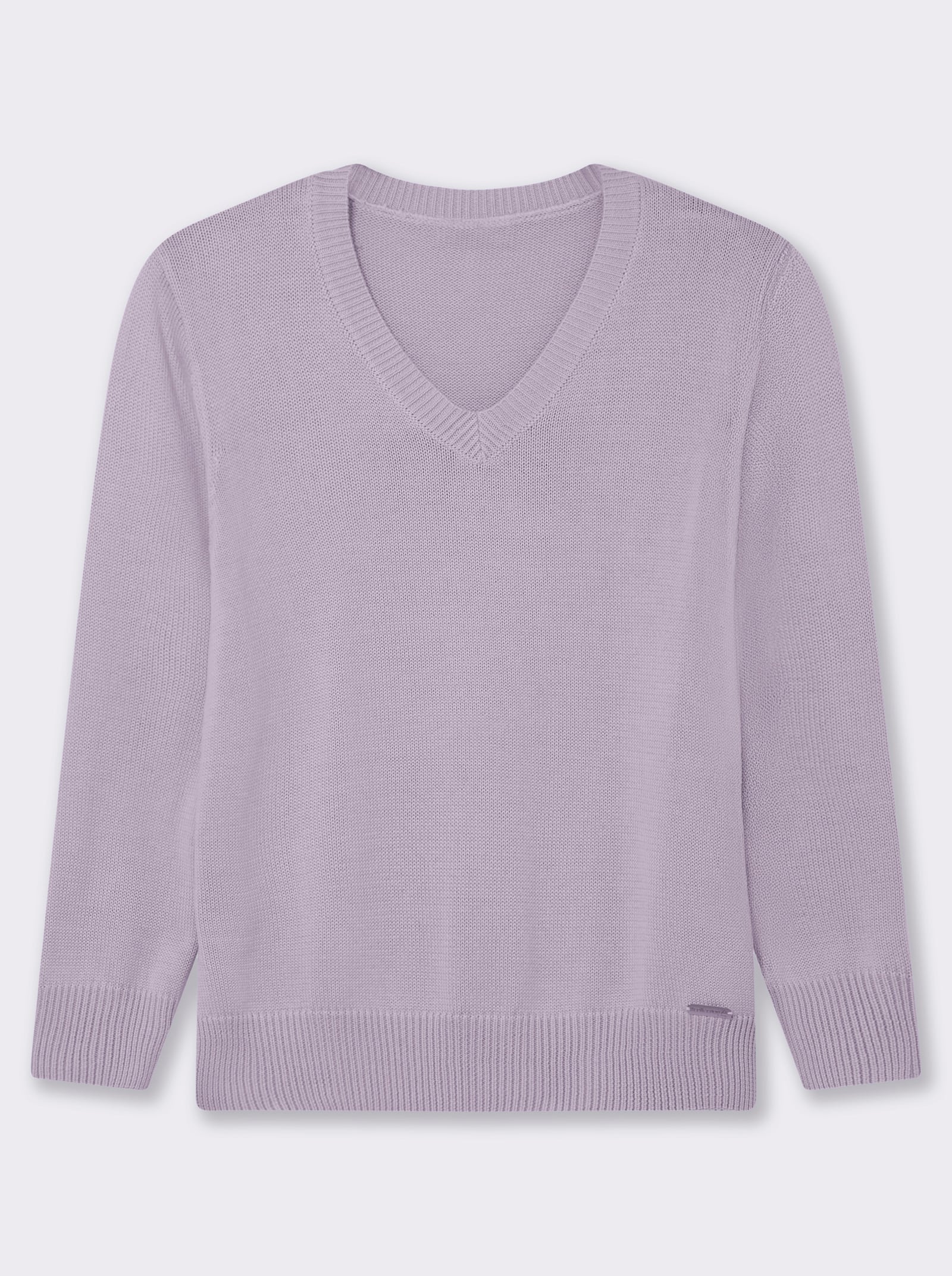V-Ausschnitt-Pullover mit Baumwolle - flieder