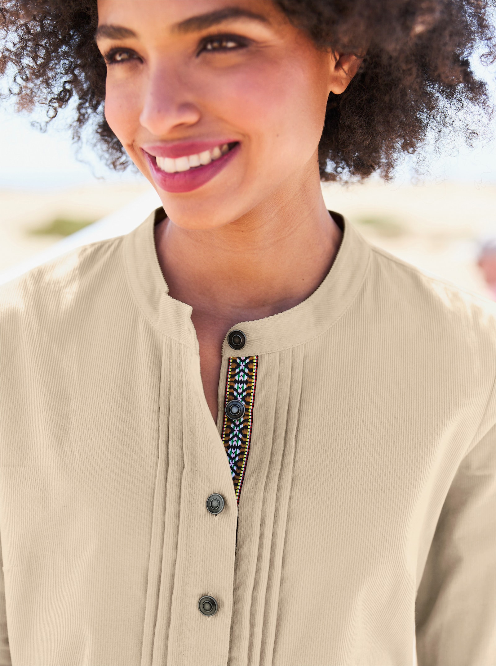 heine Freizeitkleid in Cord-Qualität - sand