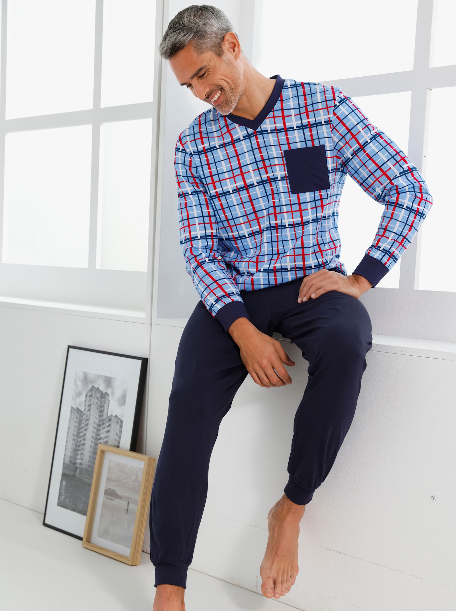 Pyžamo s károv. vzorom - Belasé káro