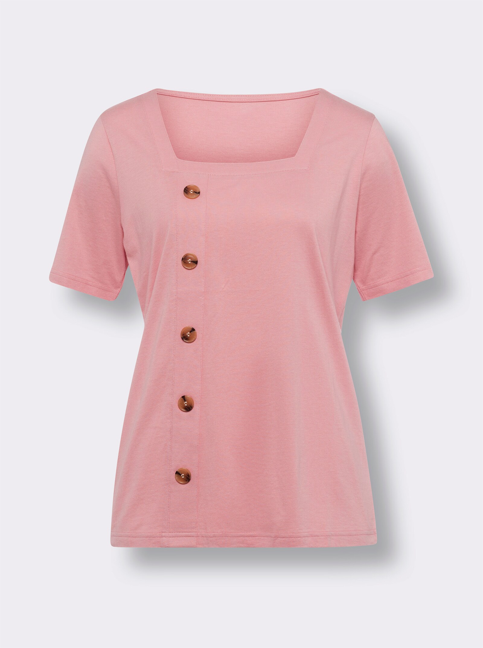Kortärmad topp med dekorknappslå - rosenkvarts