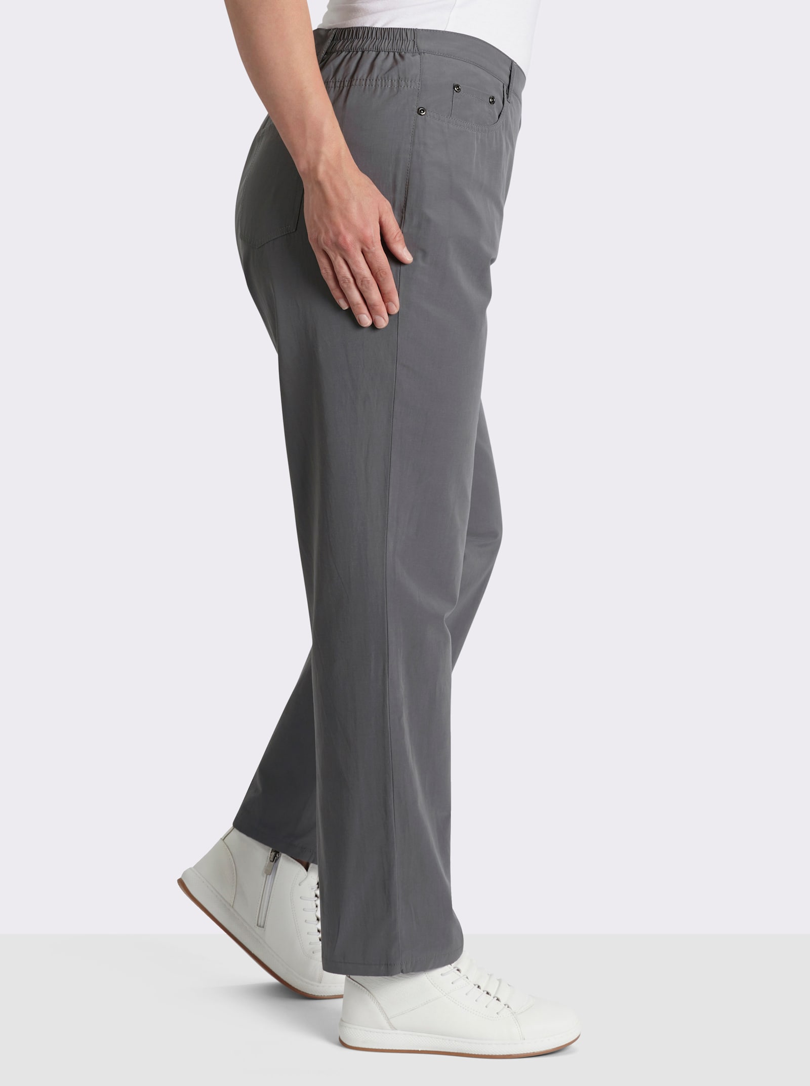 Cosma Thermohose mit kariertem Futter - grau