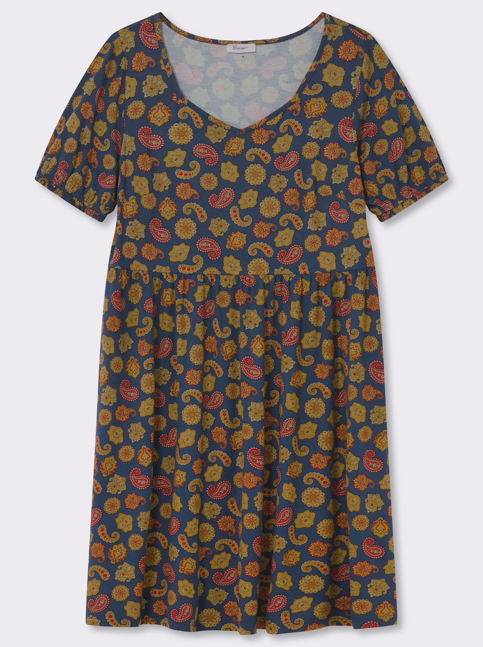 sheego Jerseykleid mit Paisleymuster - tiefblau-ozean-bedruckt