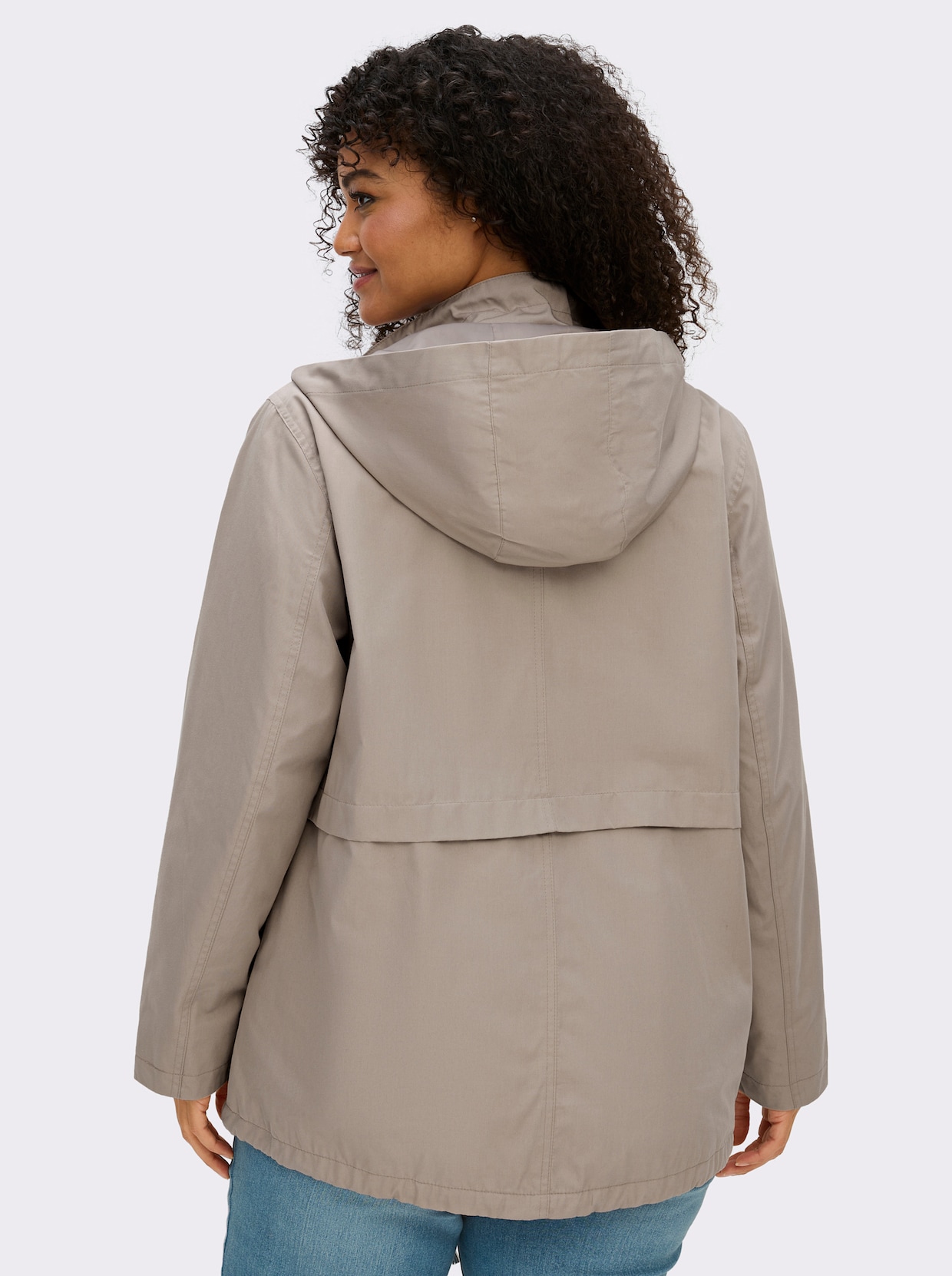 Kapuzenjacke mit Stehkragen - sesam