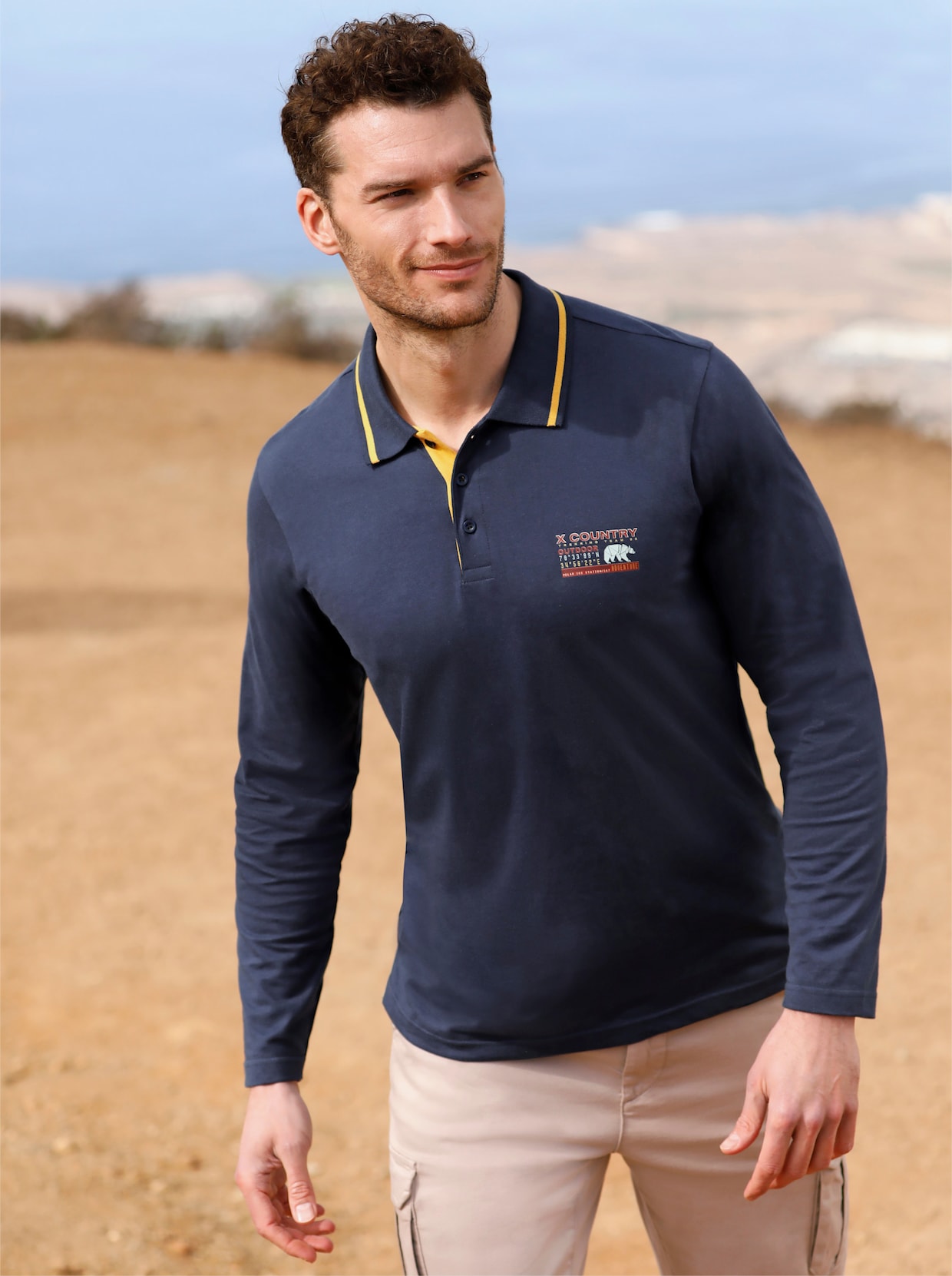 Catamaran Poloshirt met lange mouwen - marine