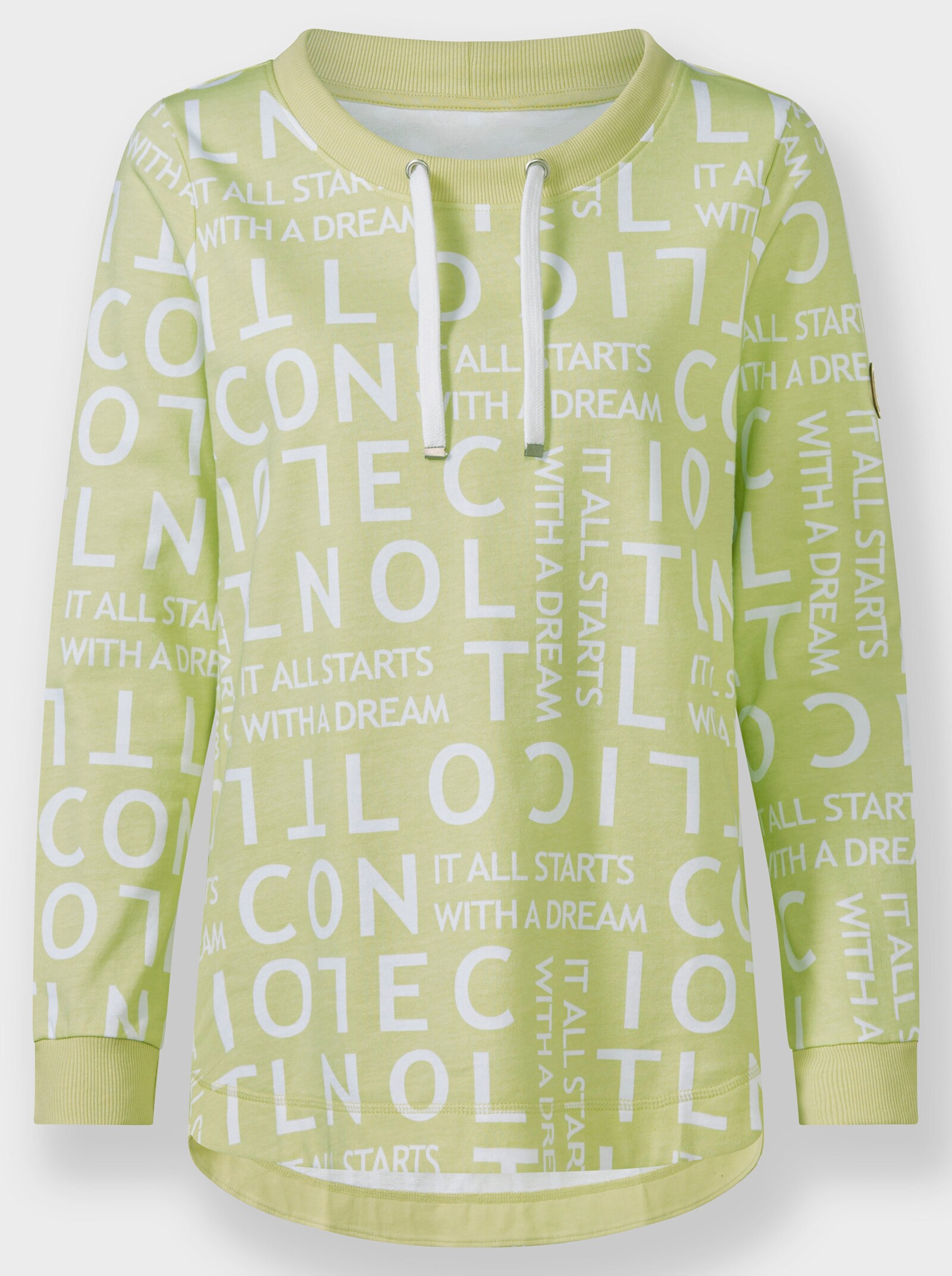 Longsweatshirt mit Lettering-Druck - pistazie-weiß-gemustert