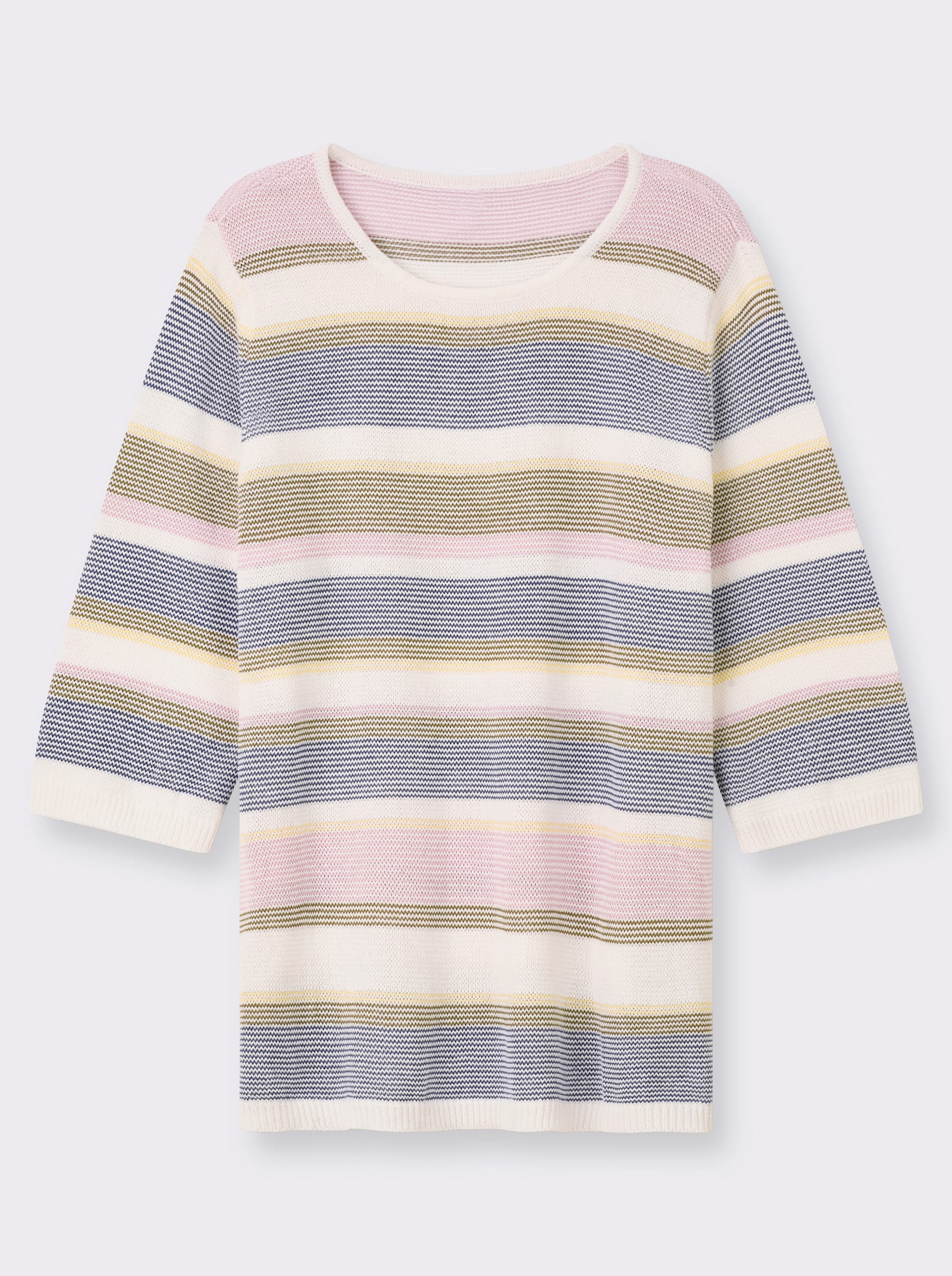 Streifenpullover mit garngefärbtem Muster - ecru-gestreift
