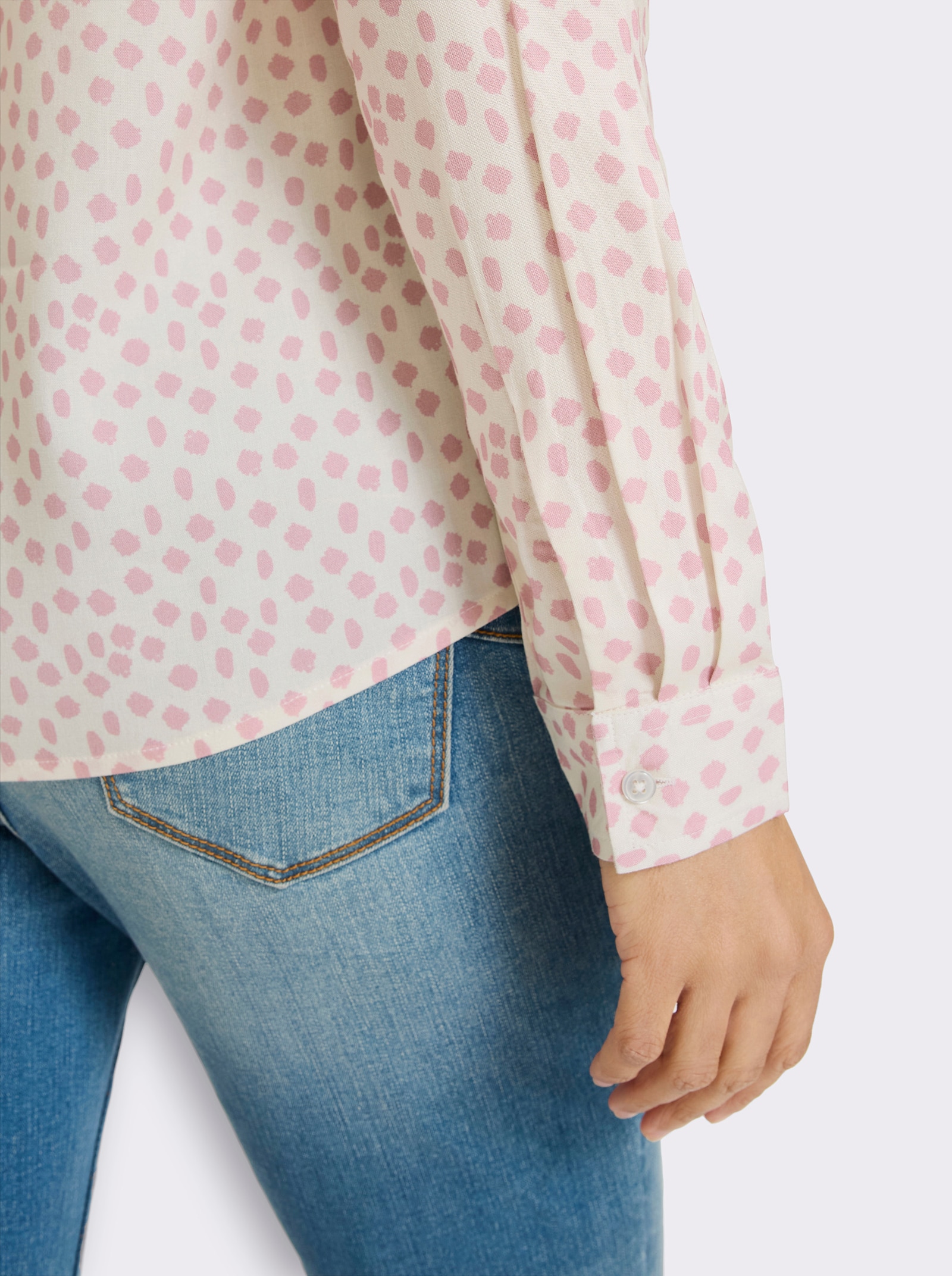 heine Hemdbluse mit Tupfenmuster - champagner-hortensie-bedruckt