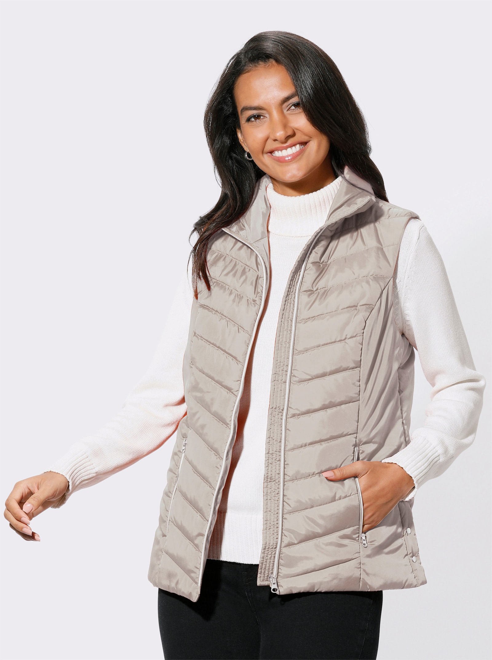 Steppweste mit Seitenschlitzen mit Druckknopf - sesam