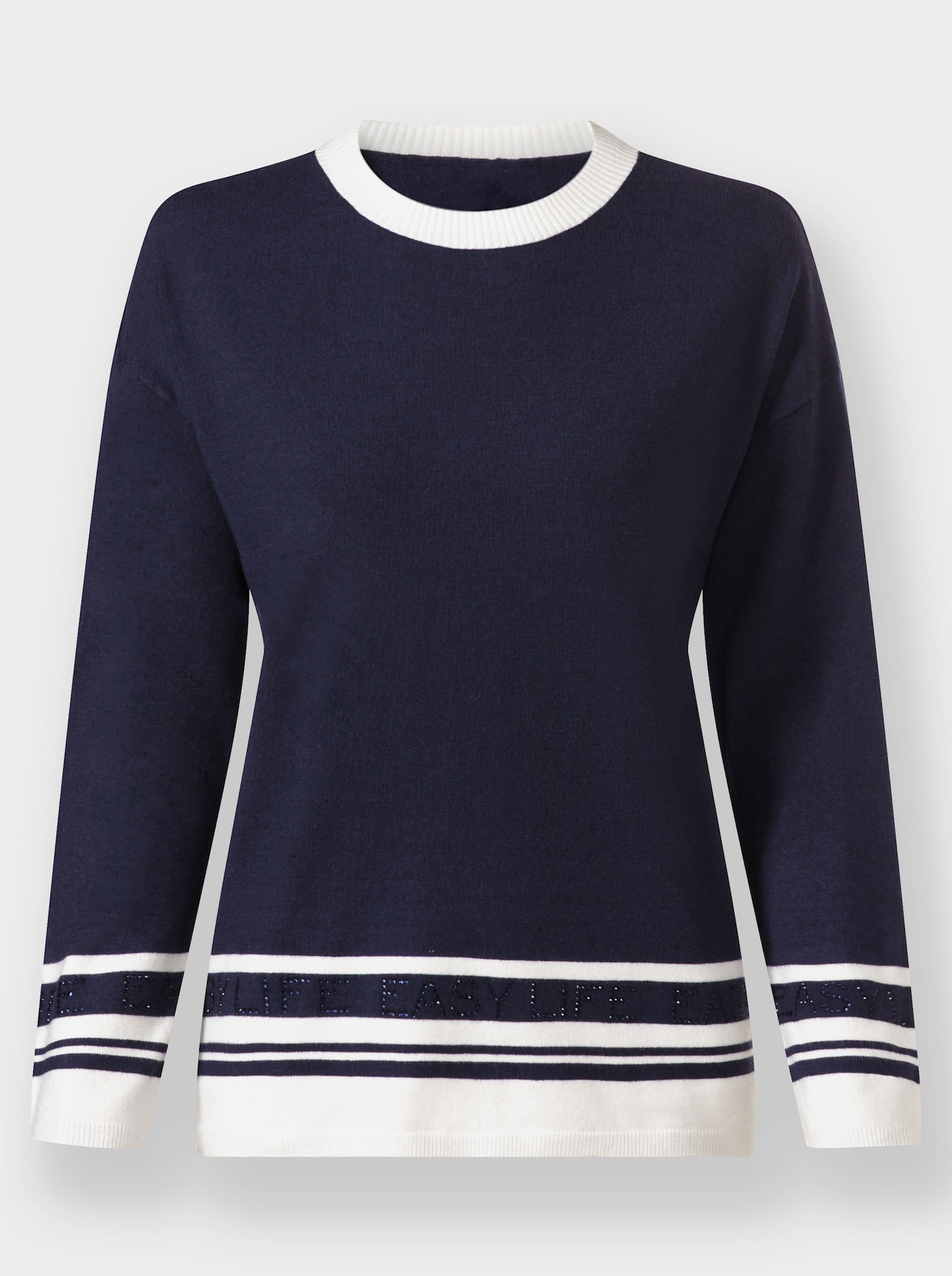 heine Langarm-Pullover mit Glitzer-Effekten - marine-ecru-gemustert