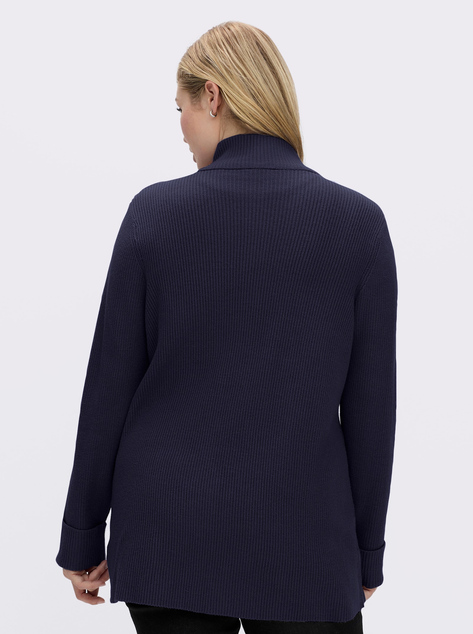 Longstrickjacke mit Stehkragen - marine