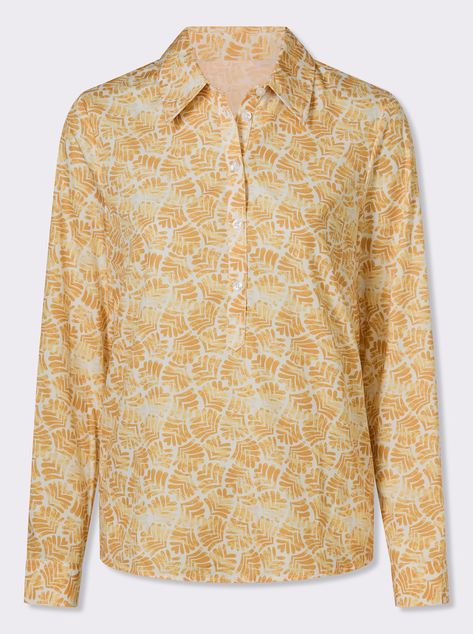 Blouse met lange mouwen in comfortmodel - geel/wit bedrukt