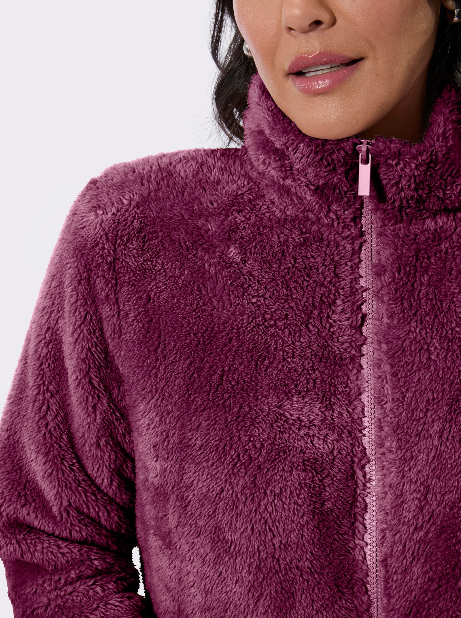 Fleecejacke in Teddy-Optik - malve