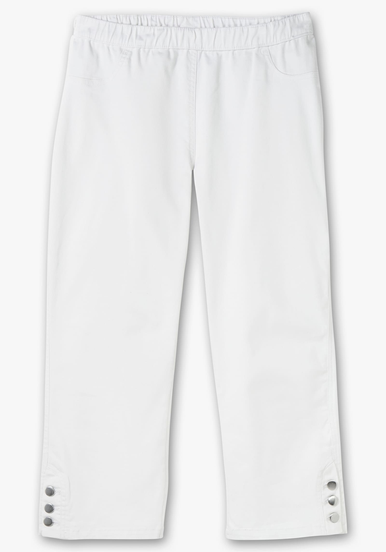 7/8-Jeans mit seitlichen Zierknöpfen - weiß