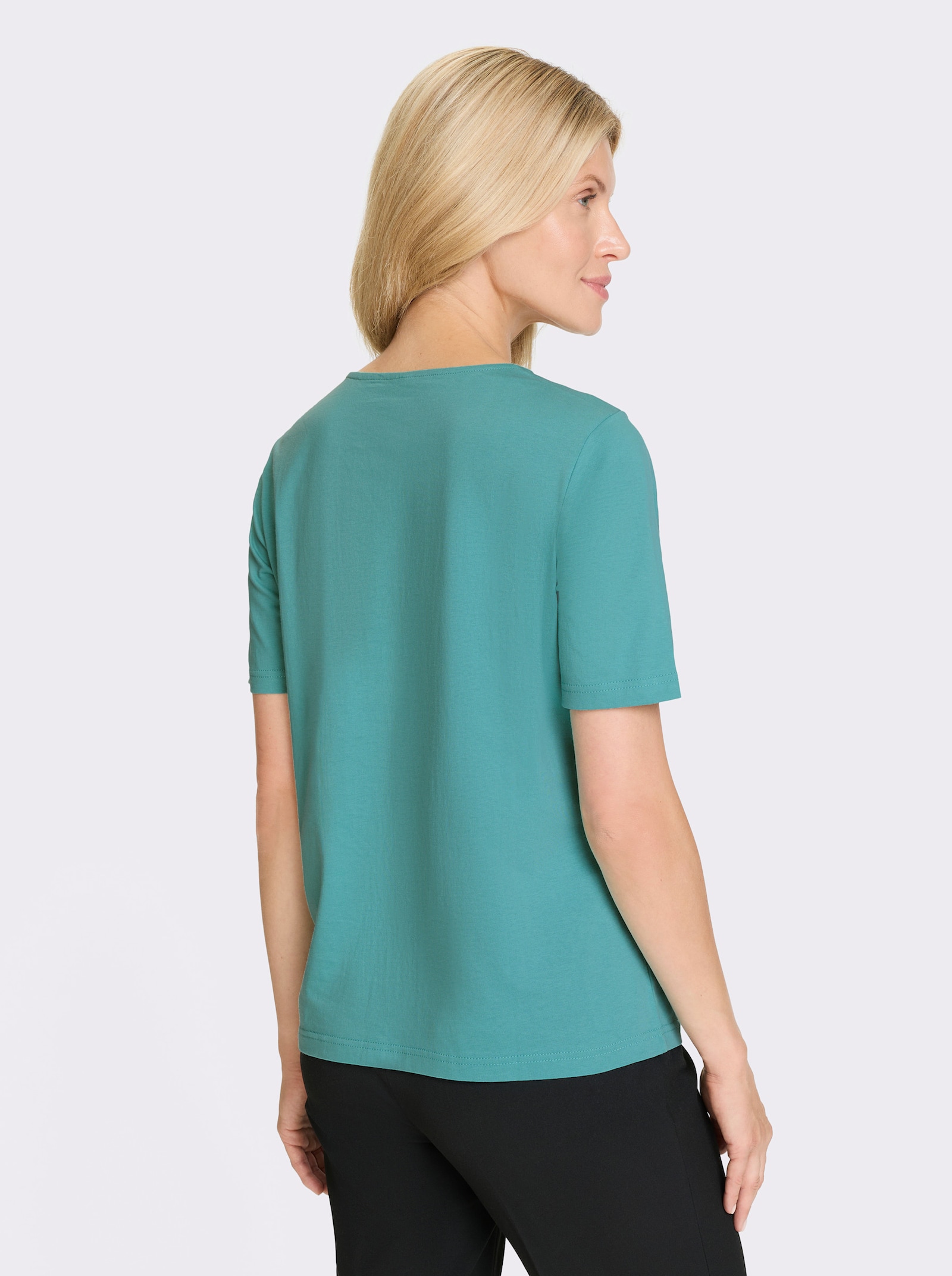 Tričko, kr.ruk., srd. výstrih - oceánová