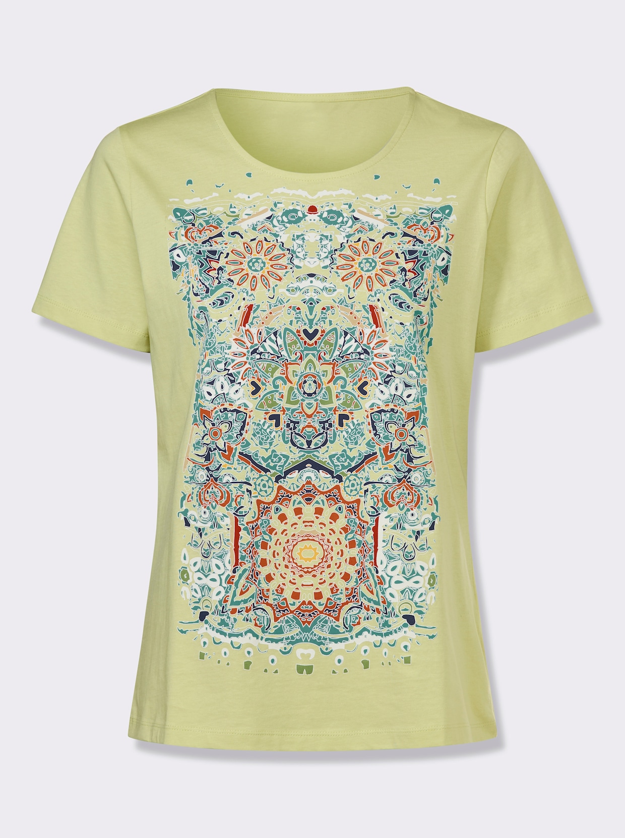 Kurzarmshirt - pistazie-jeansblau-bedruckt