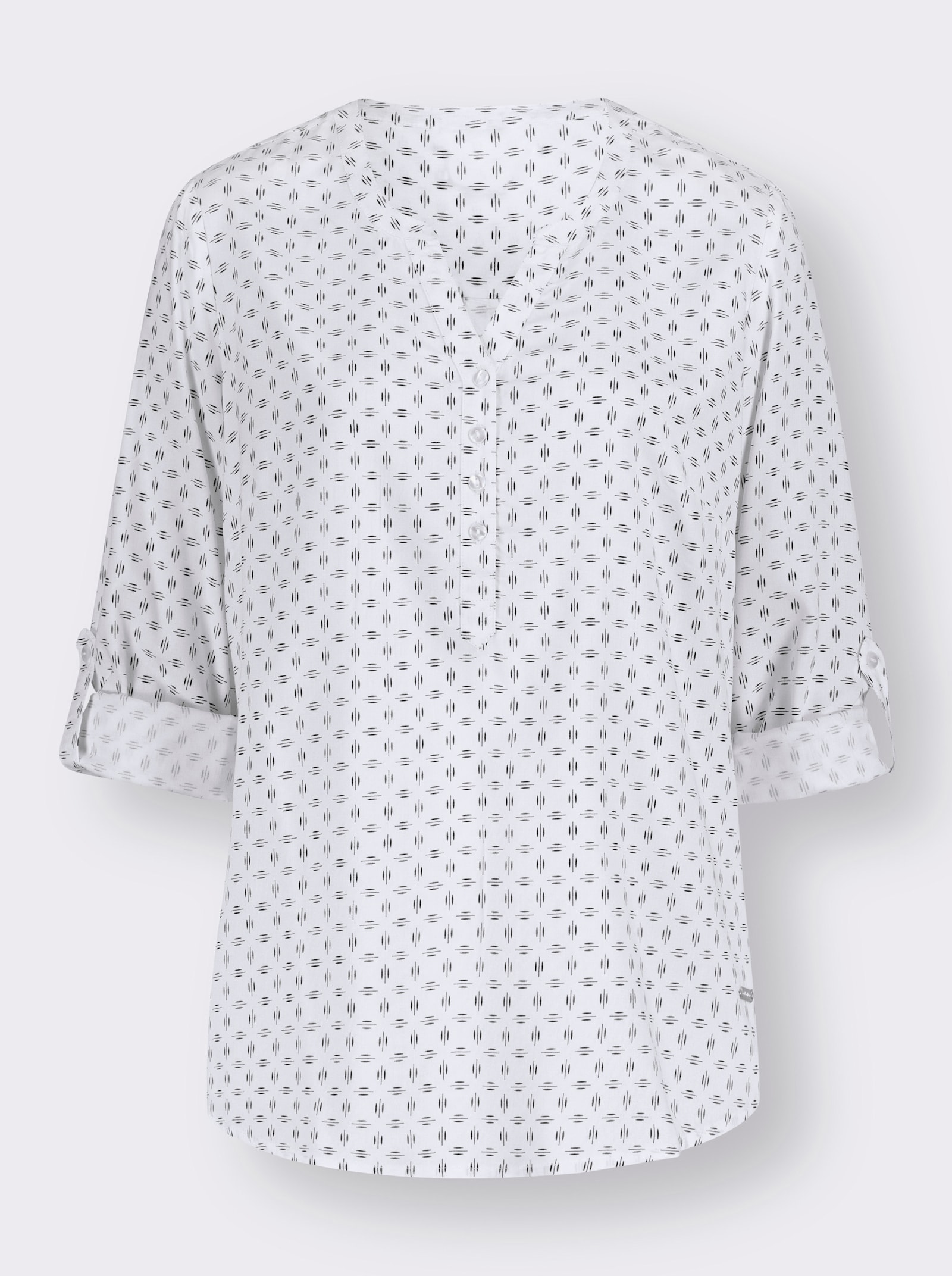 Schlupf-Bluse mit Minimal-Muster - weiß-marine-bedruckt