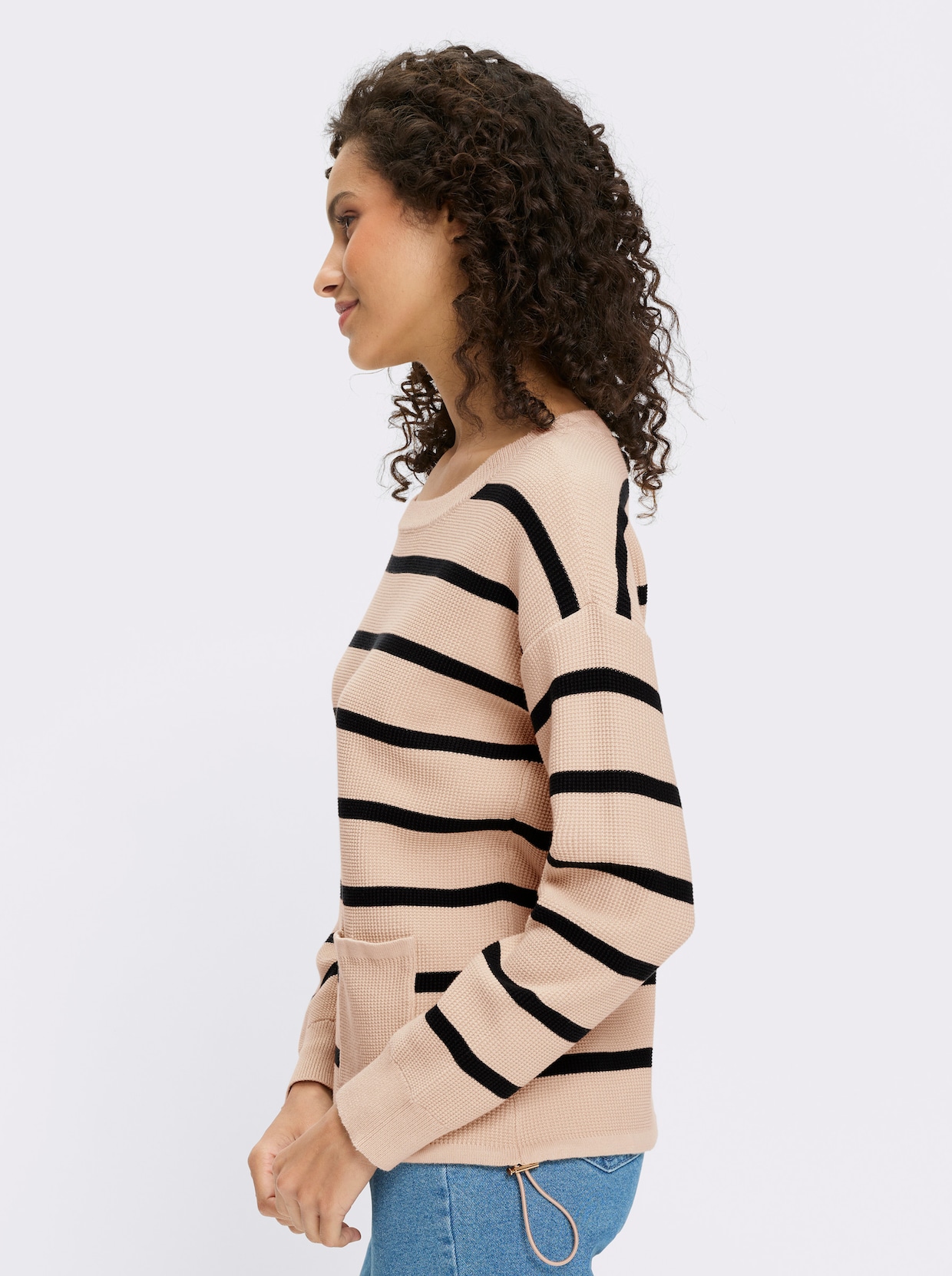 heine Strickpullover - sand-schwarz-gestreift