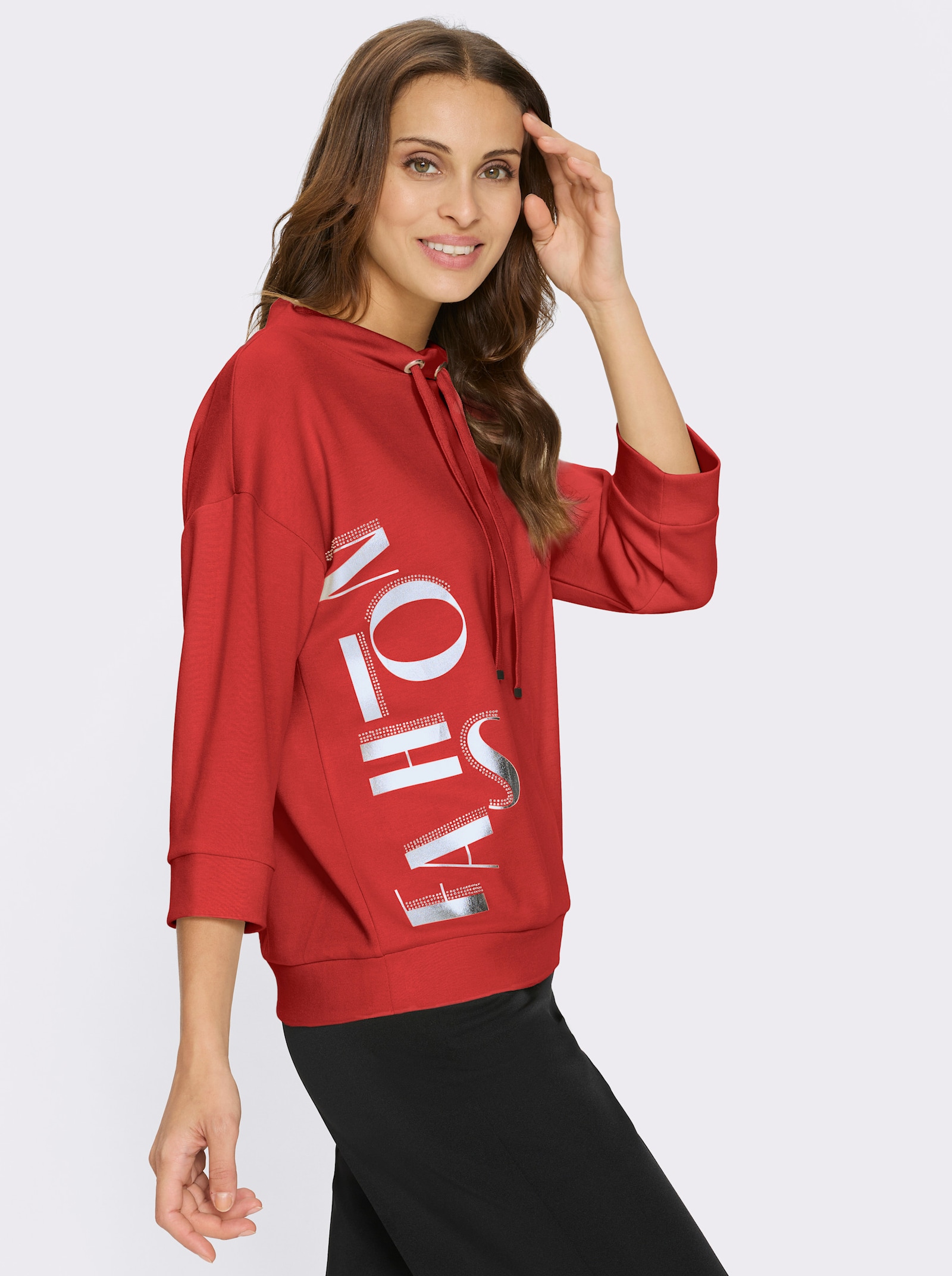 Sweatshirt mit Schriftzug - rot