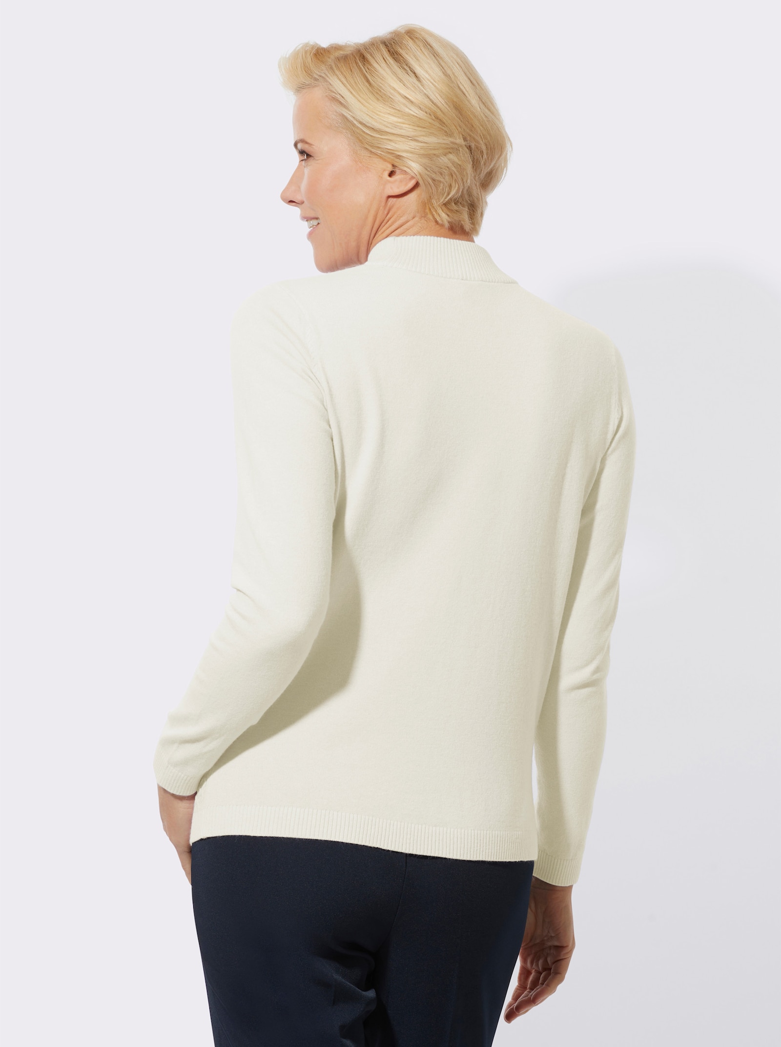 Stehkragenpullover in superweicher Qualität - ecru