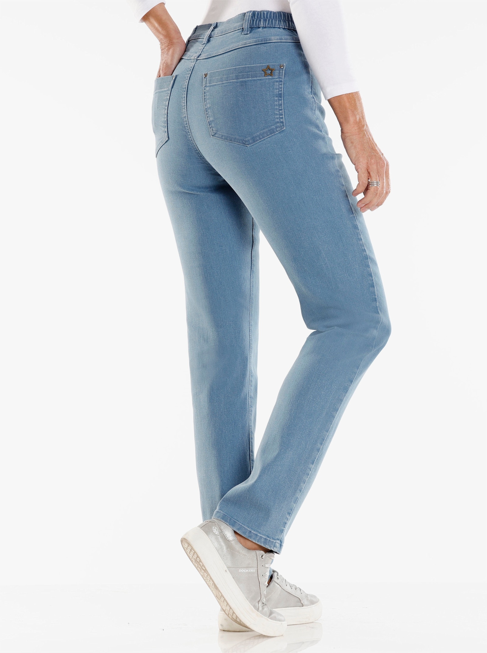5-pocketsbroek met comfortband opzij - blue-bleached