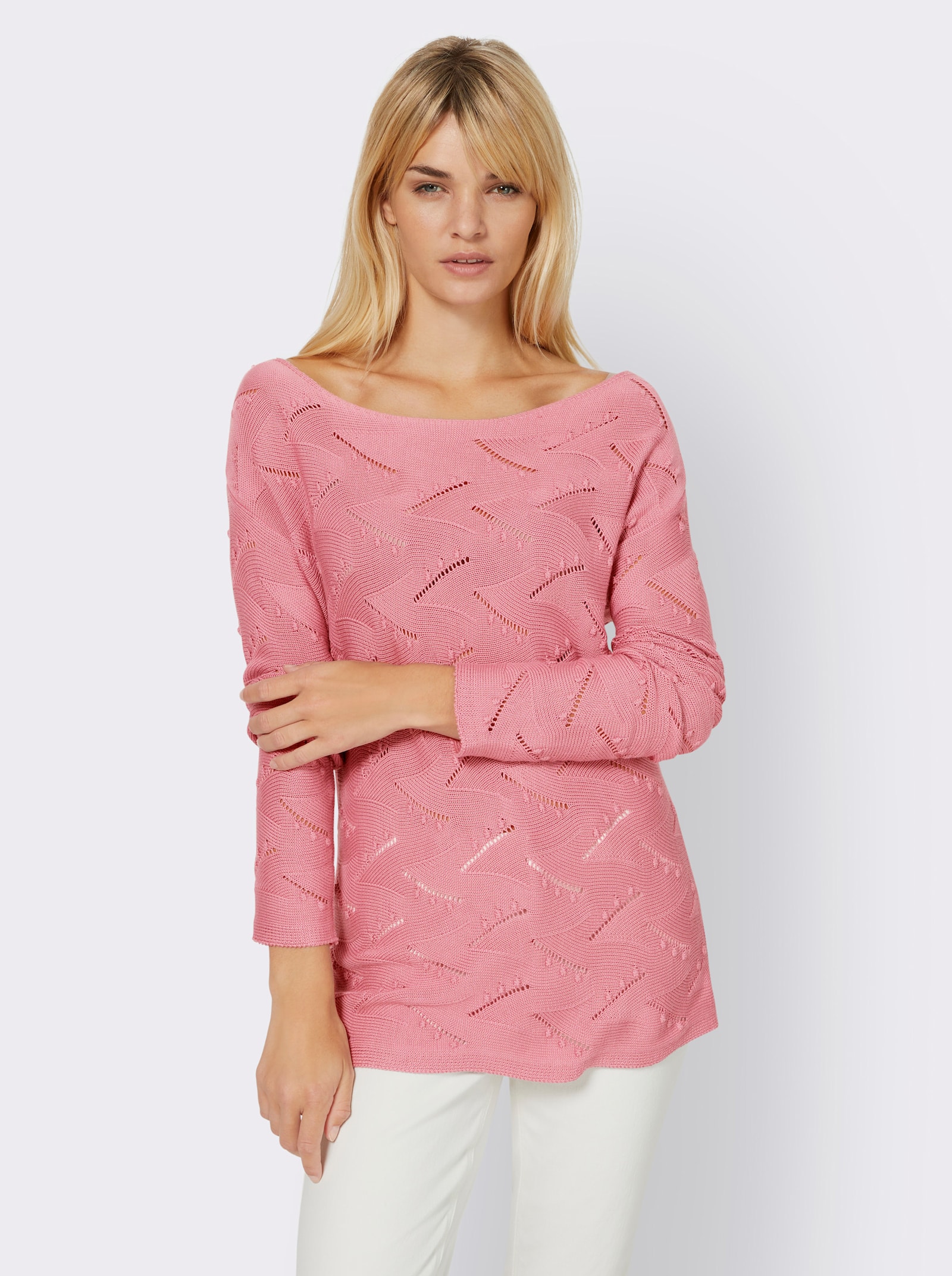 heine Ajourpullover , auch schulterfrei zu tragen - altrosa