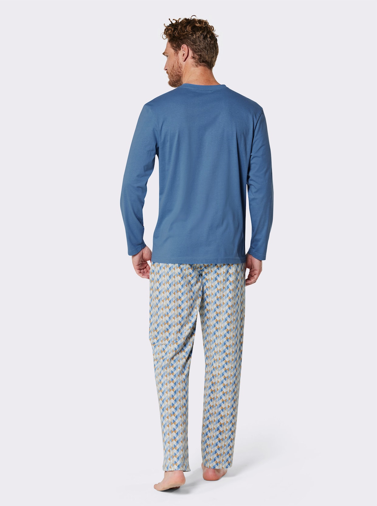 wäschepur men Pyjama - middenblauw geprint