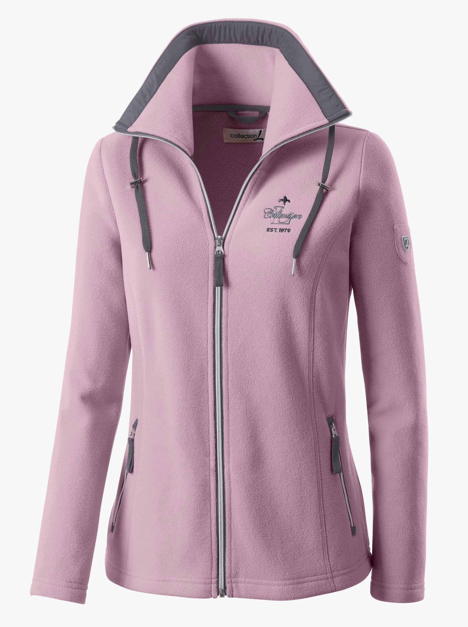 Veste polaire avec poches à glissière en biais - rose