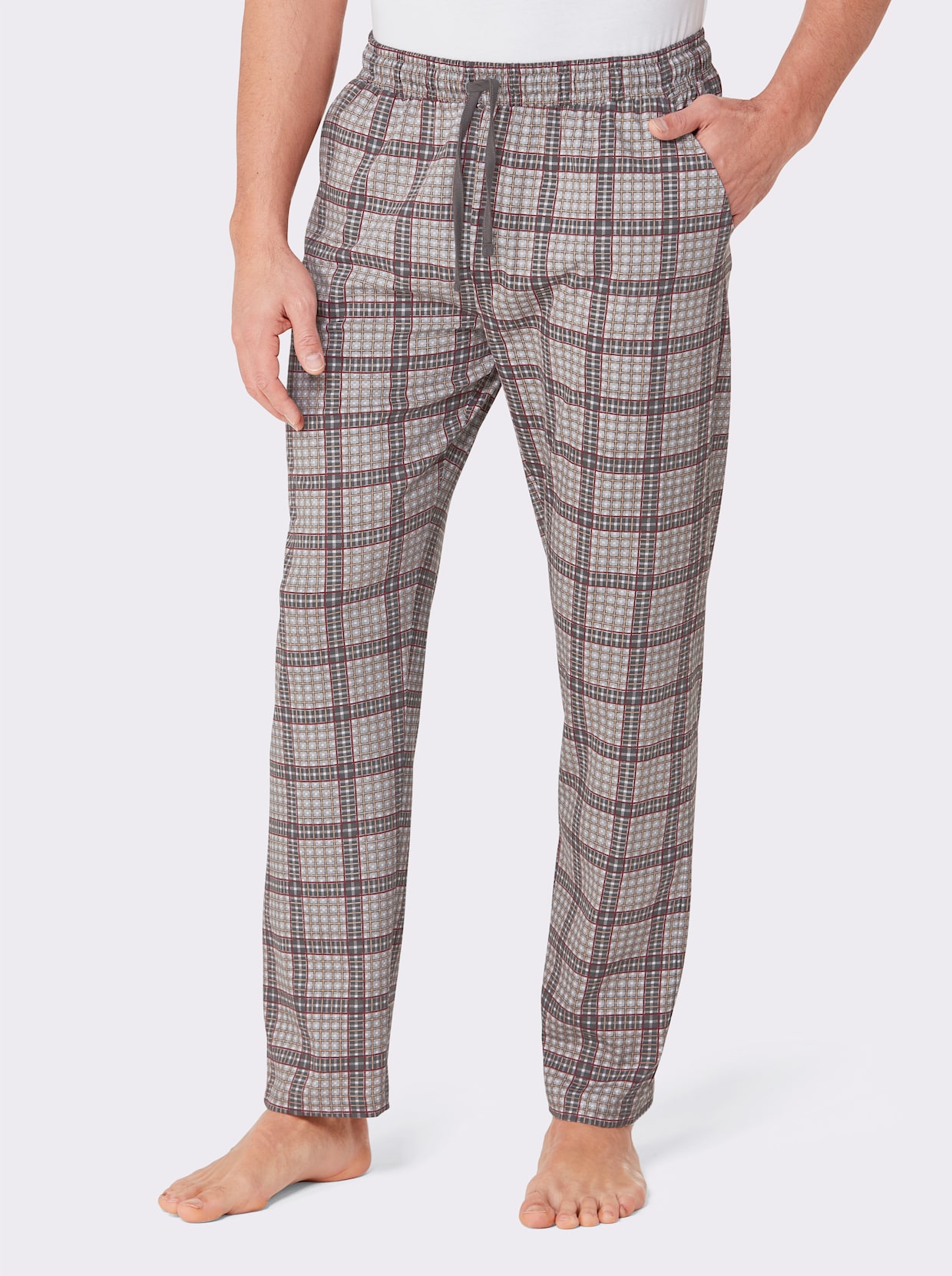 wäschepur men Broek, lang - roestrood/antraciet bedrukt