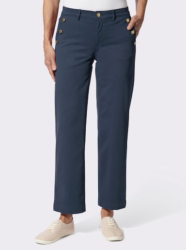 Stretch-Hose mit goldfarbenen Schmuckknöpfen - dunkelblau