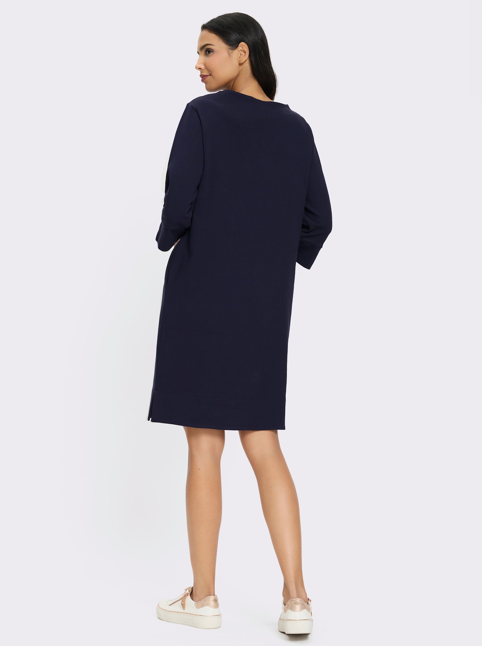Jerseykleid mit U-Boot-Ausschnitt - marine