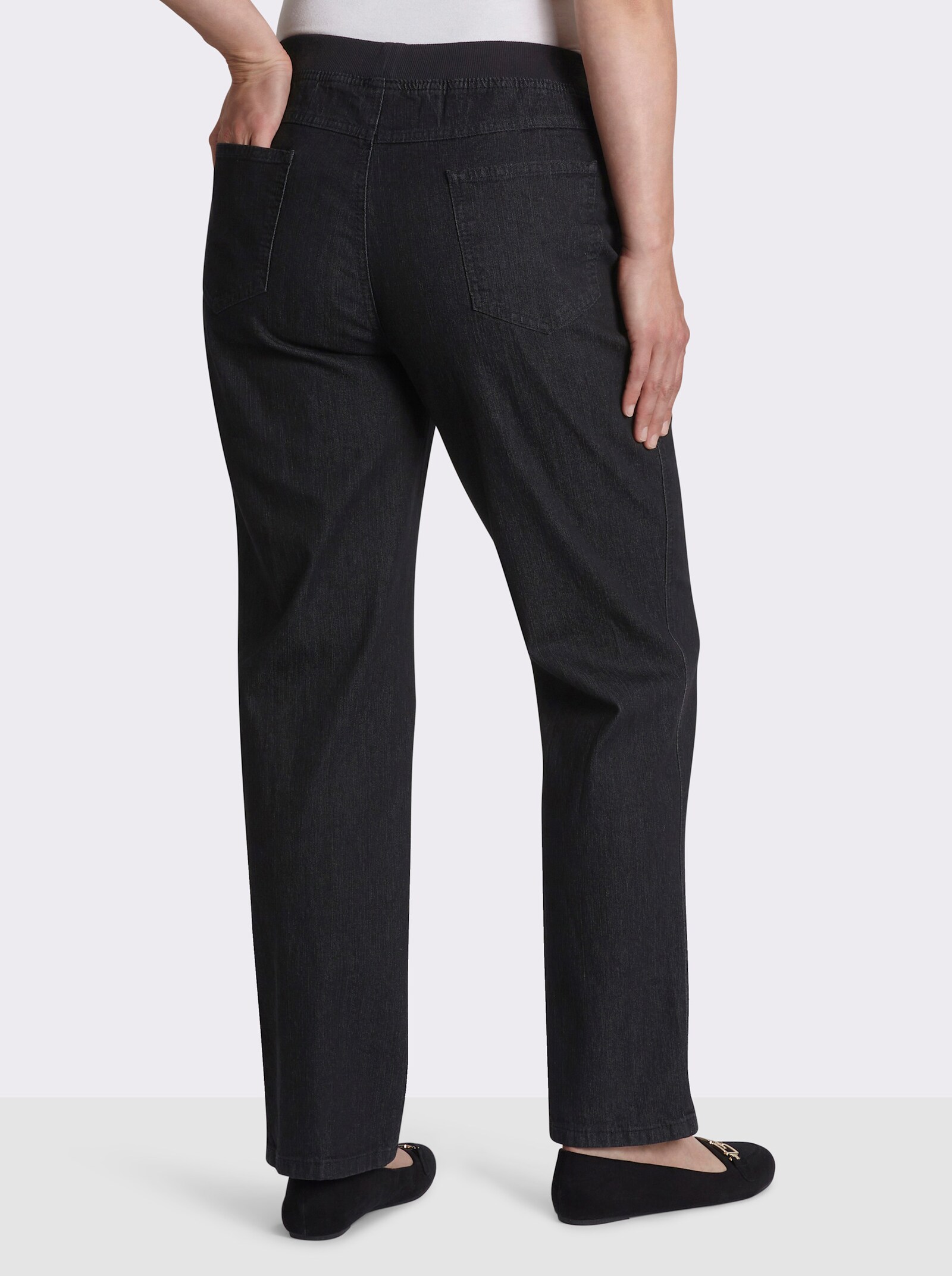 Stretch-Jeans mit Rundum-Dehnbund - black-denim