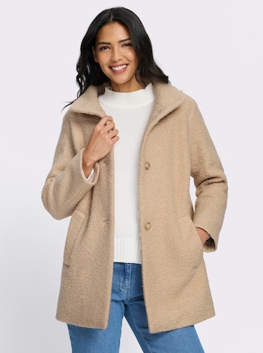 Boucléjacke mit Stehkragen - beige