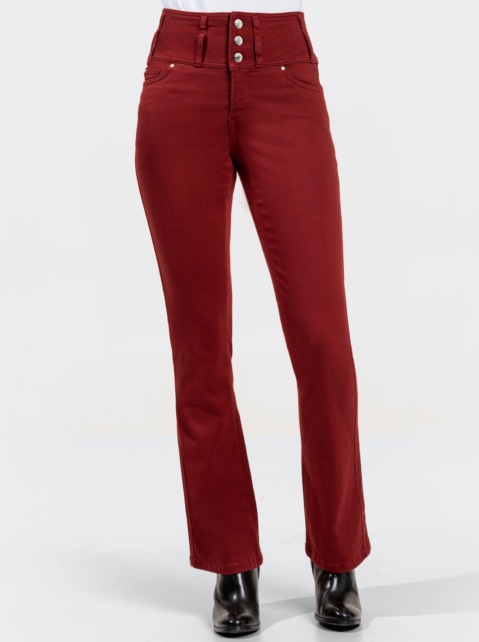 5-Pocket-Jeans mit dezent ausgestelltem Bein - dunkelrot