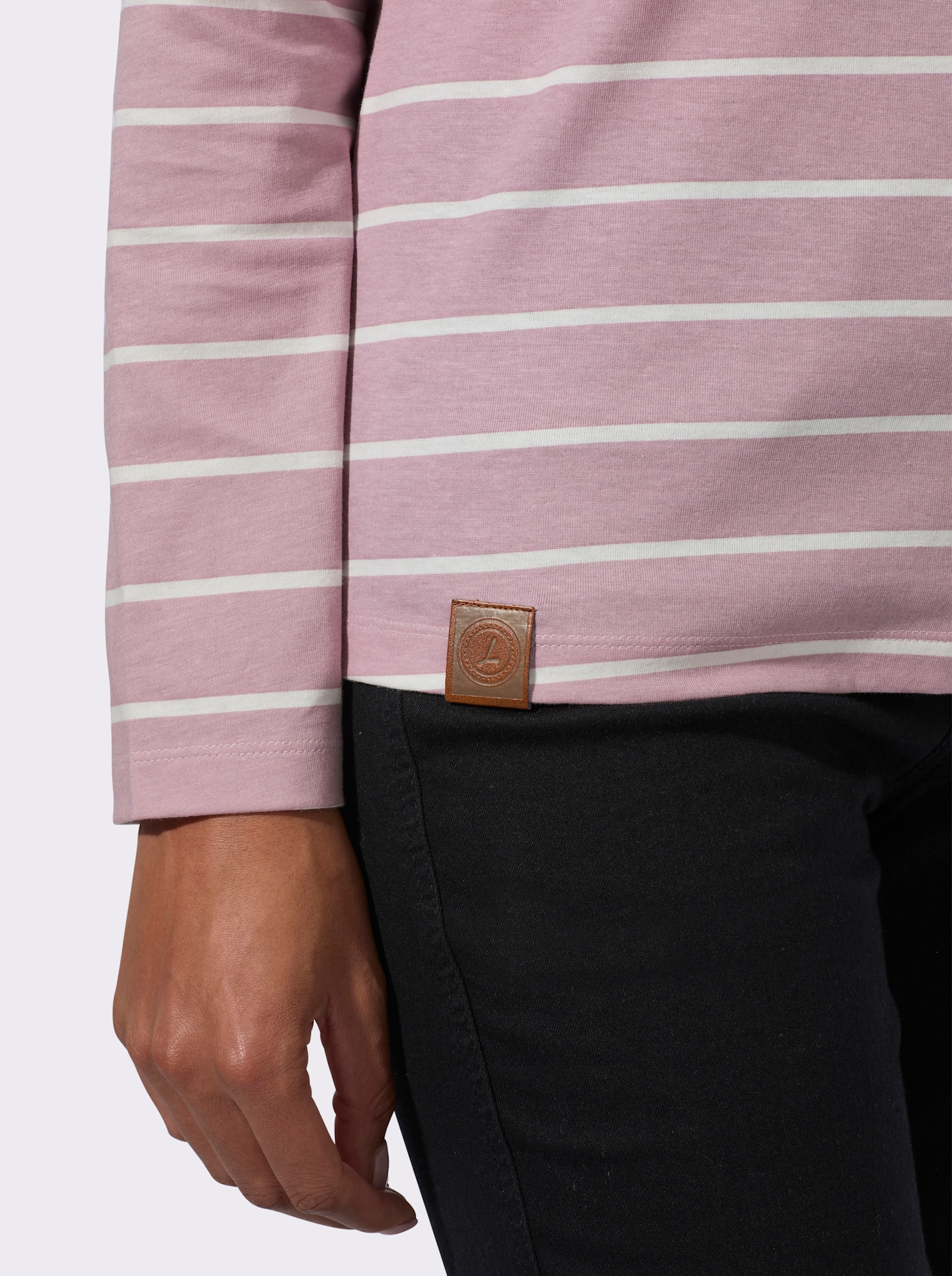  Ringelshirt aus reiner Baumwolle - mauve-ecru