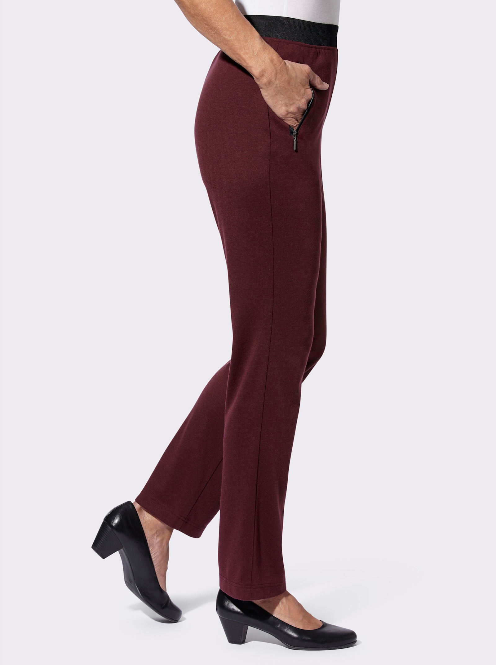 Jerseybroek met comfortband rondom - bordeaux + bordeaux/zwart geruit