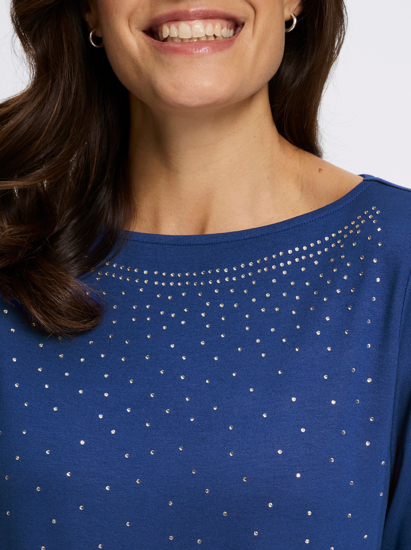 3/4-Arm-Shirt mit Glitzersteinchen - royalblau